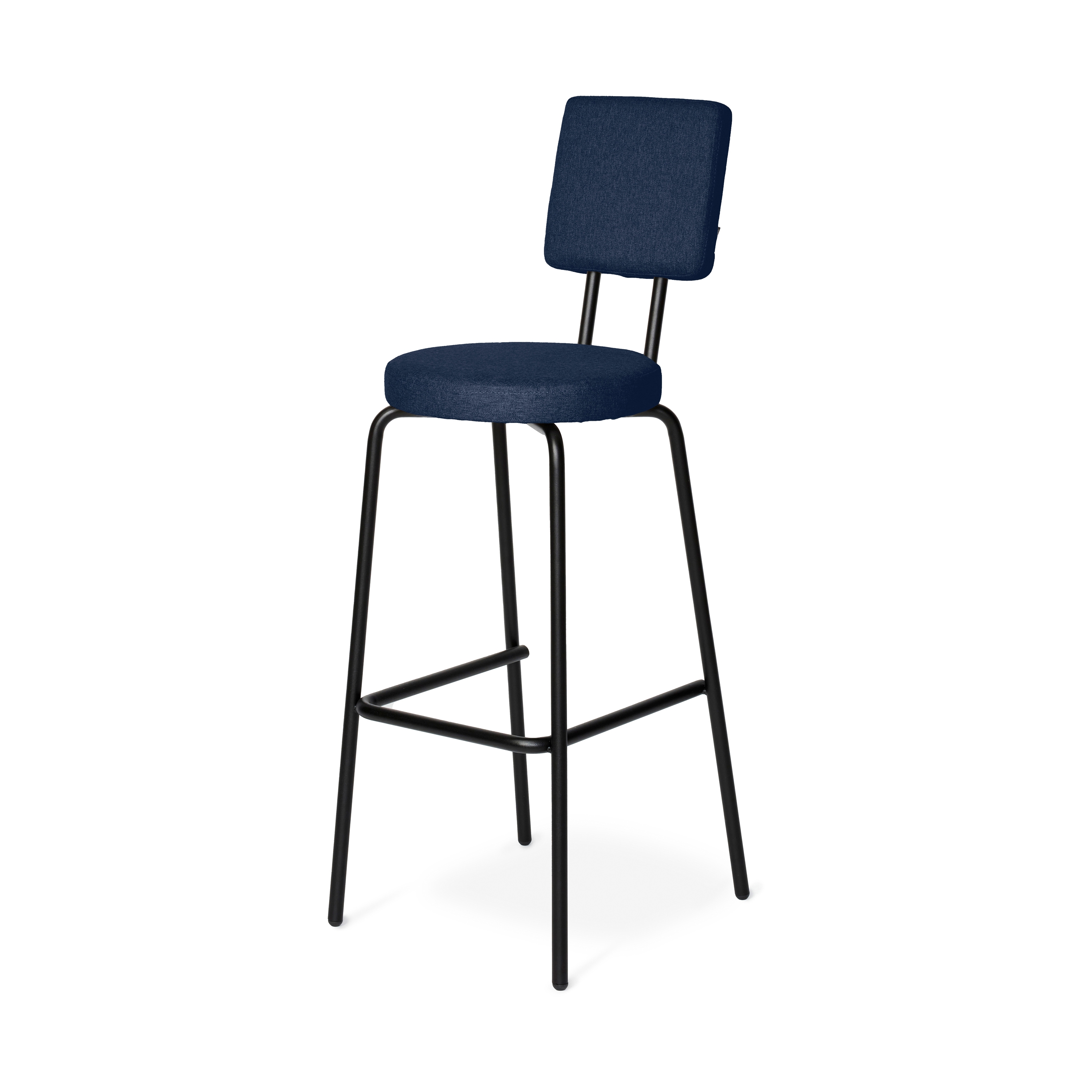 Option Bar Darkblue, 65cm, Round seat, square backrest
