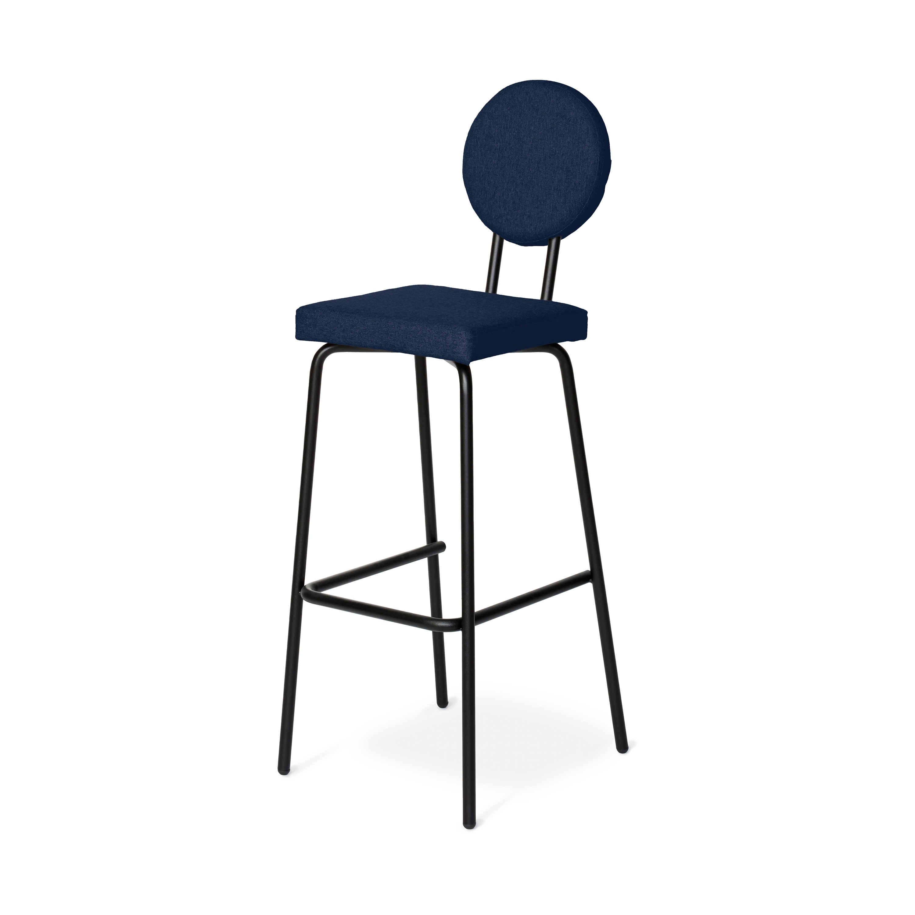 Option Bar Darkblue, 65cm, Square seat, round backrest