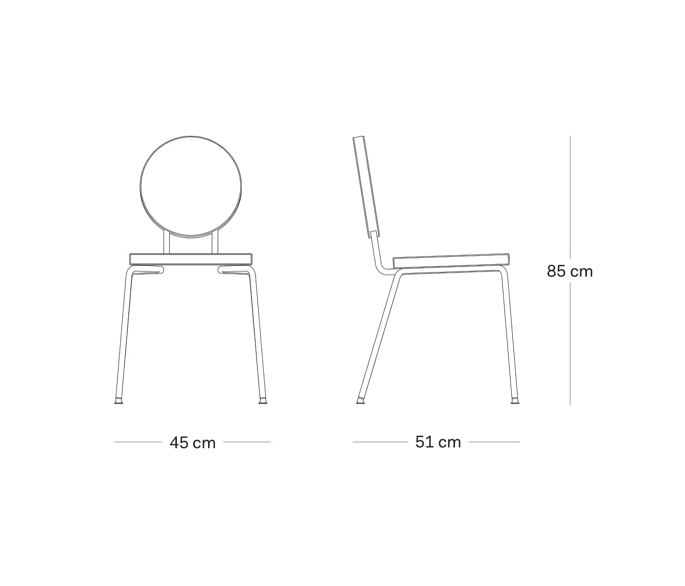 PUIK - Option Chair Darkgrey, Square seat, round backrest