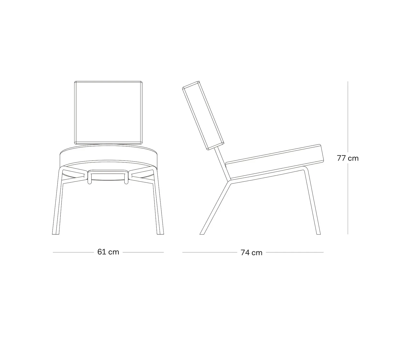 PUIK - Option Lounge Lightgrey, Round seat, square backrest