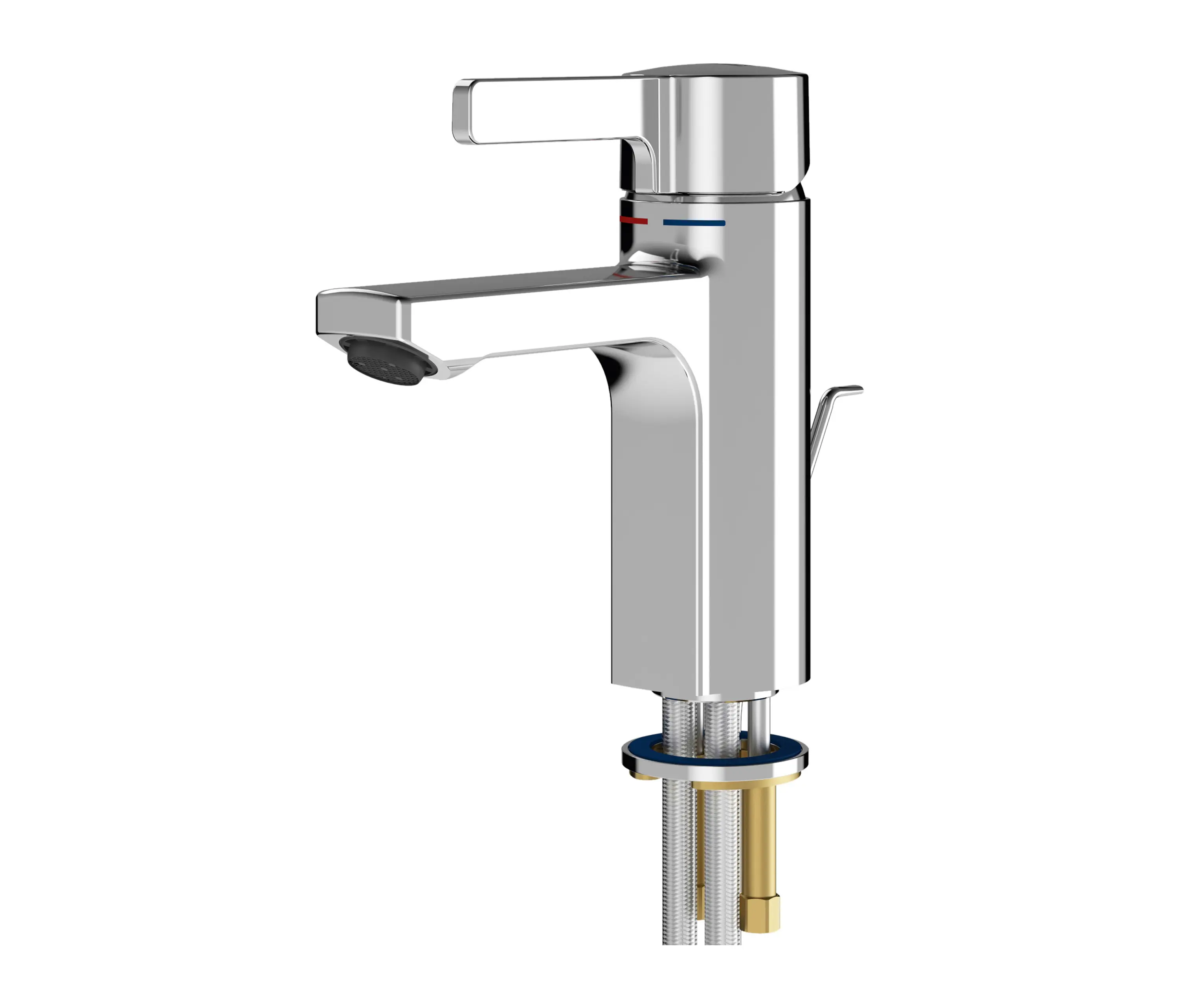 KWC Professional - F5L-Mix single-lever pillar mixer with pop-up waste set