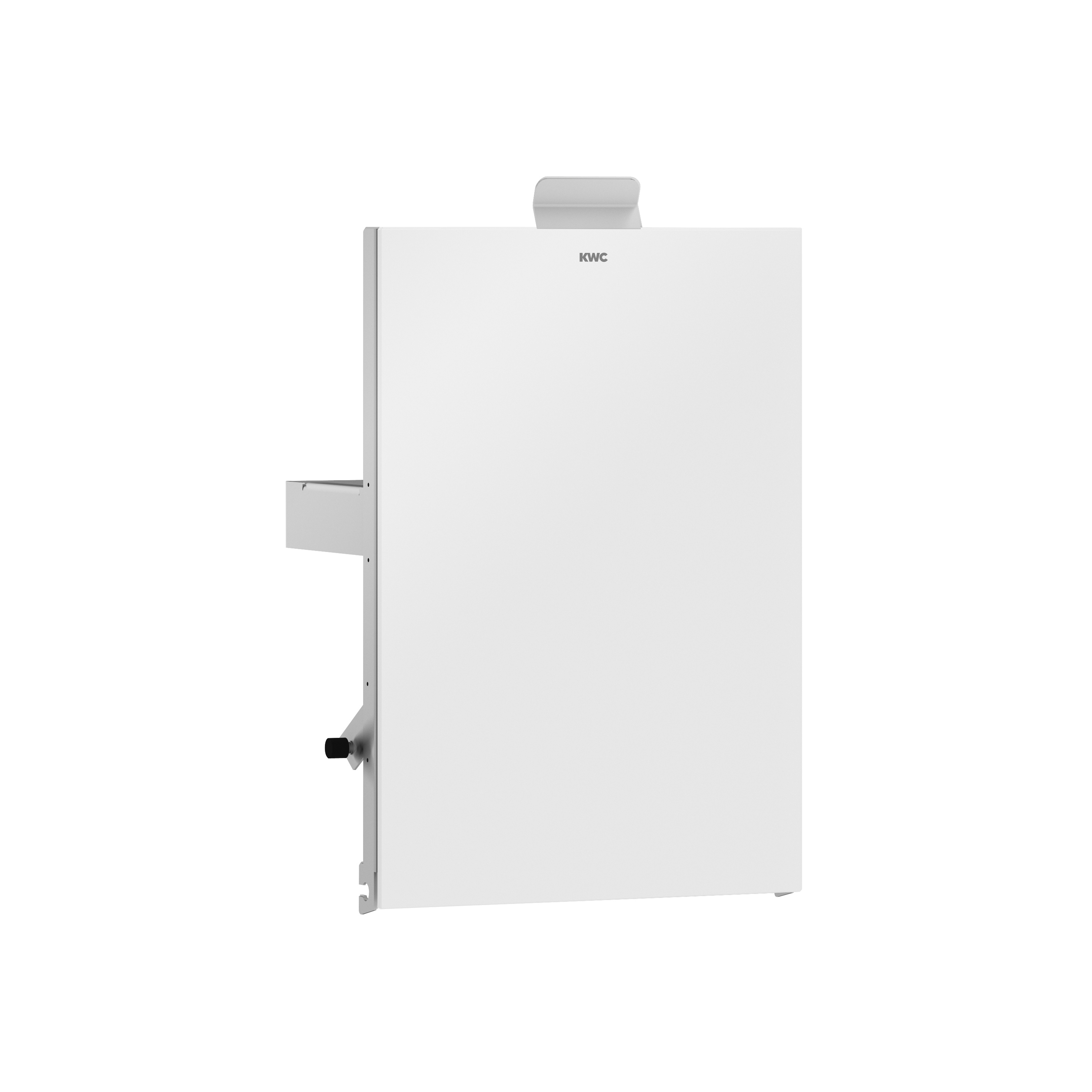 Display product EXOS. front with white safety glass panel from manufacturer KWC Professional