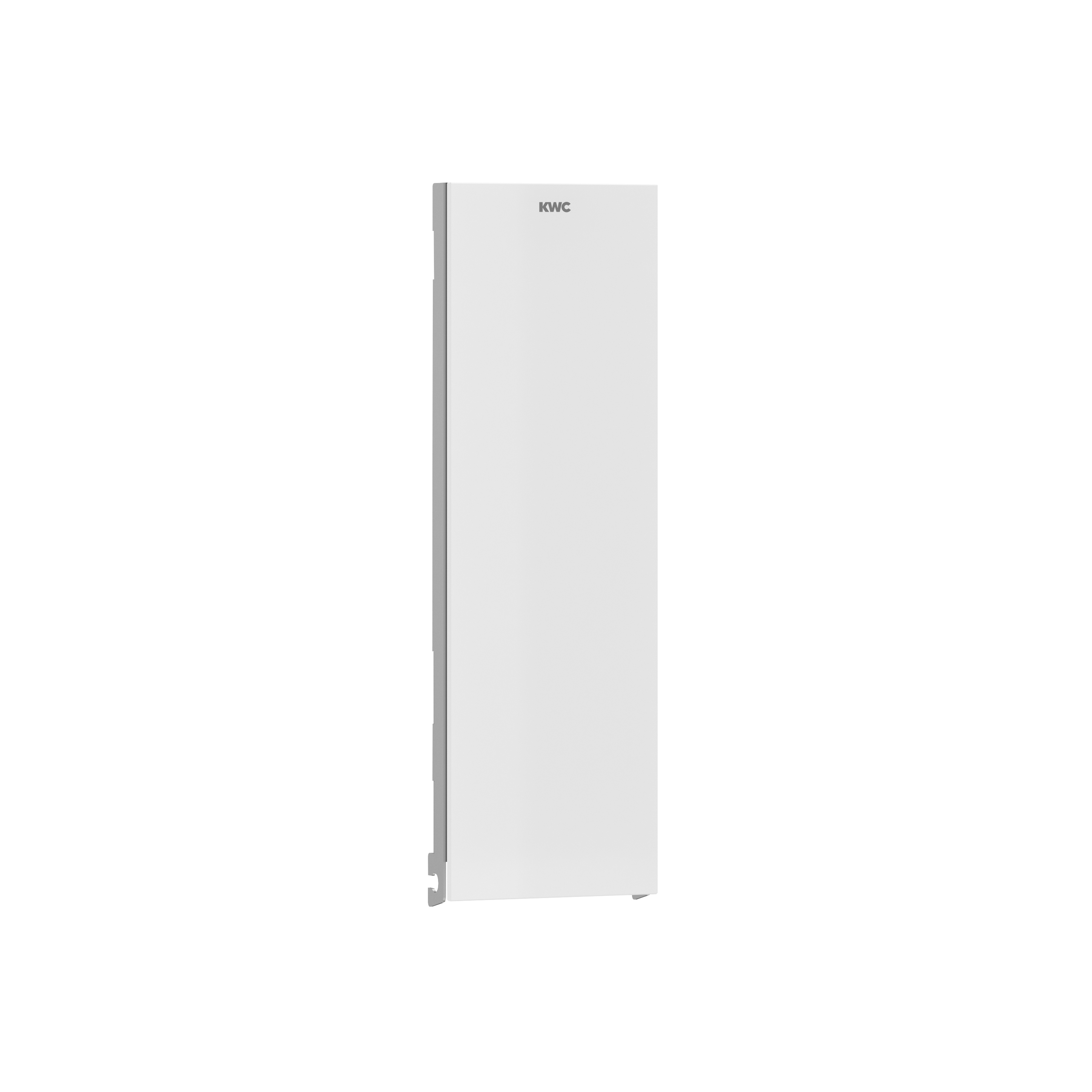 Display product EXOS. front with white safety glass panel for soap dispenser for wall mounting from manufacturer KWC Professional