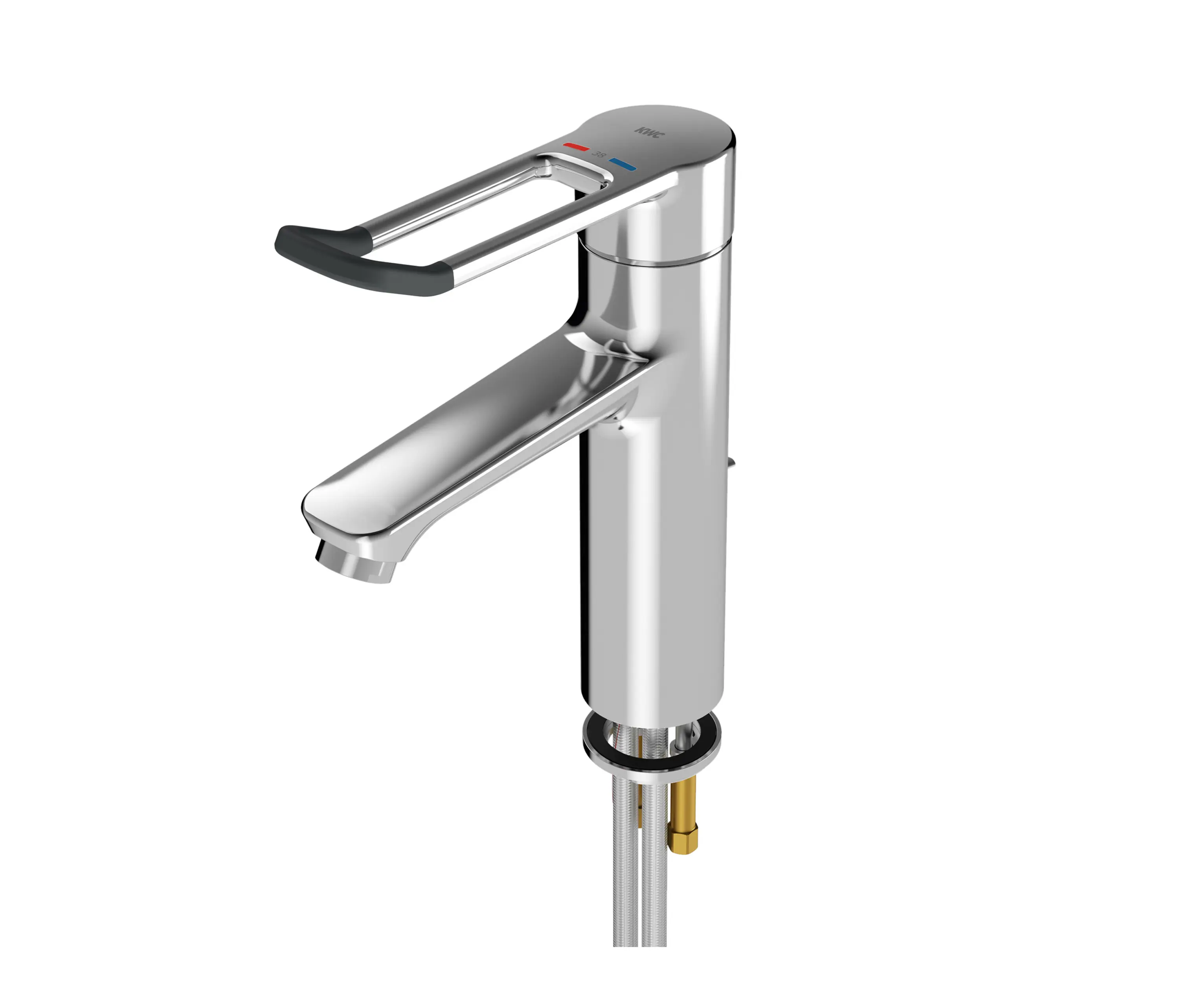 KWC Professional - F4LT-Med thermostatic single-lever pillar mixer with pop-up waste set