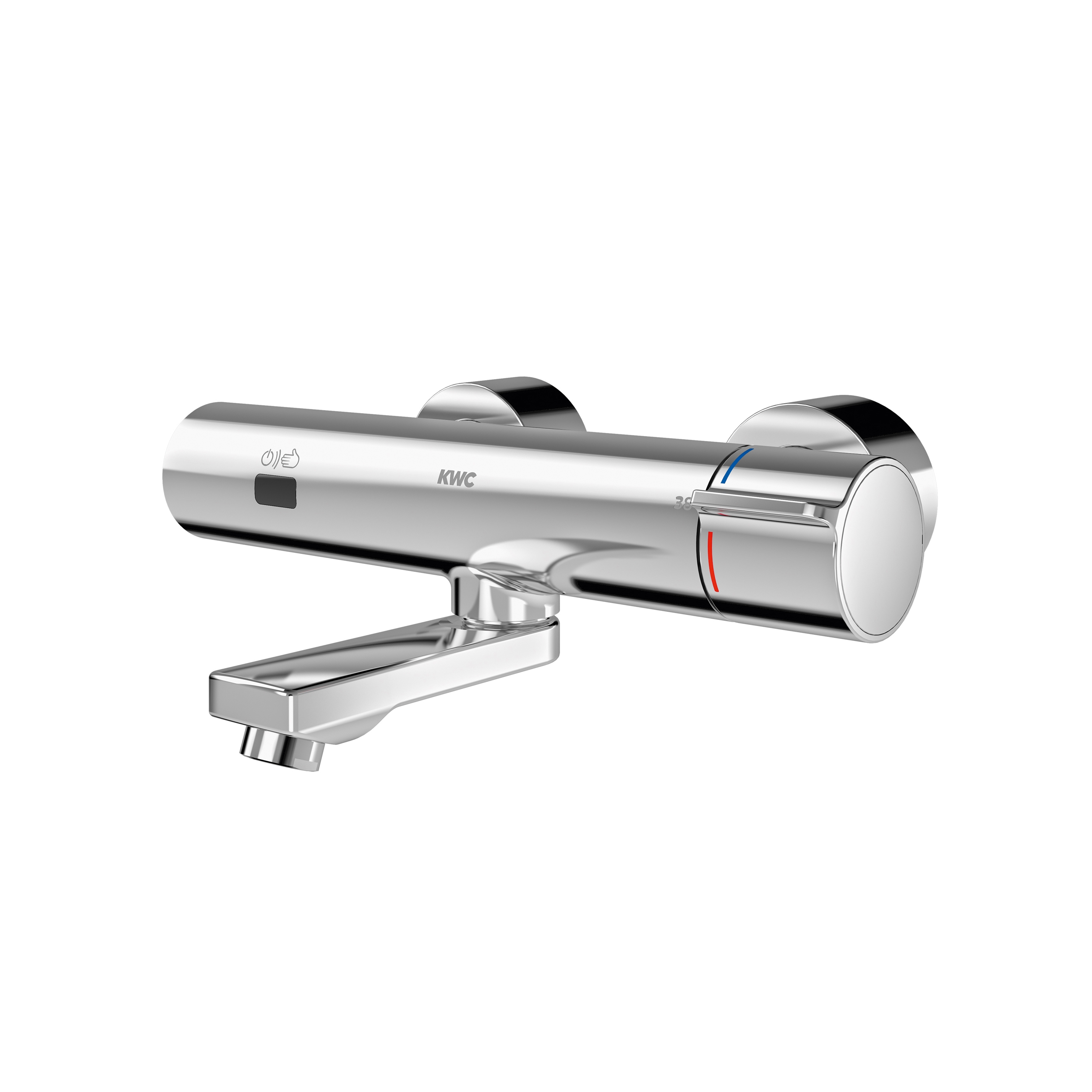 F5E-Therm Miscelatore elettronico a parete con termostato con funzionamento a batteria