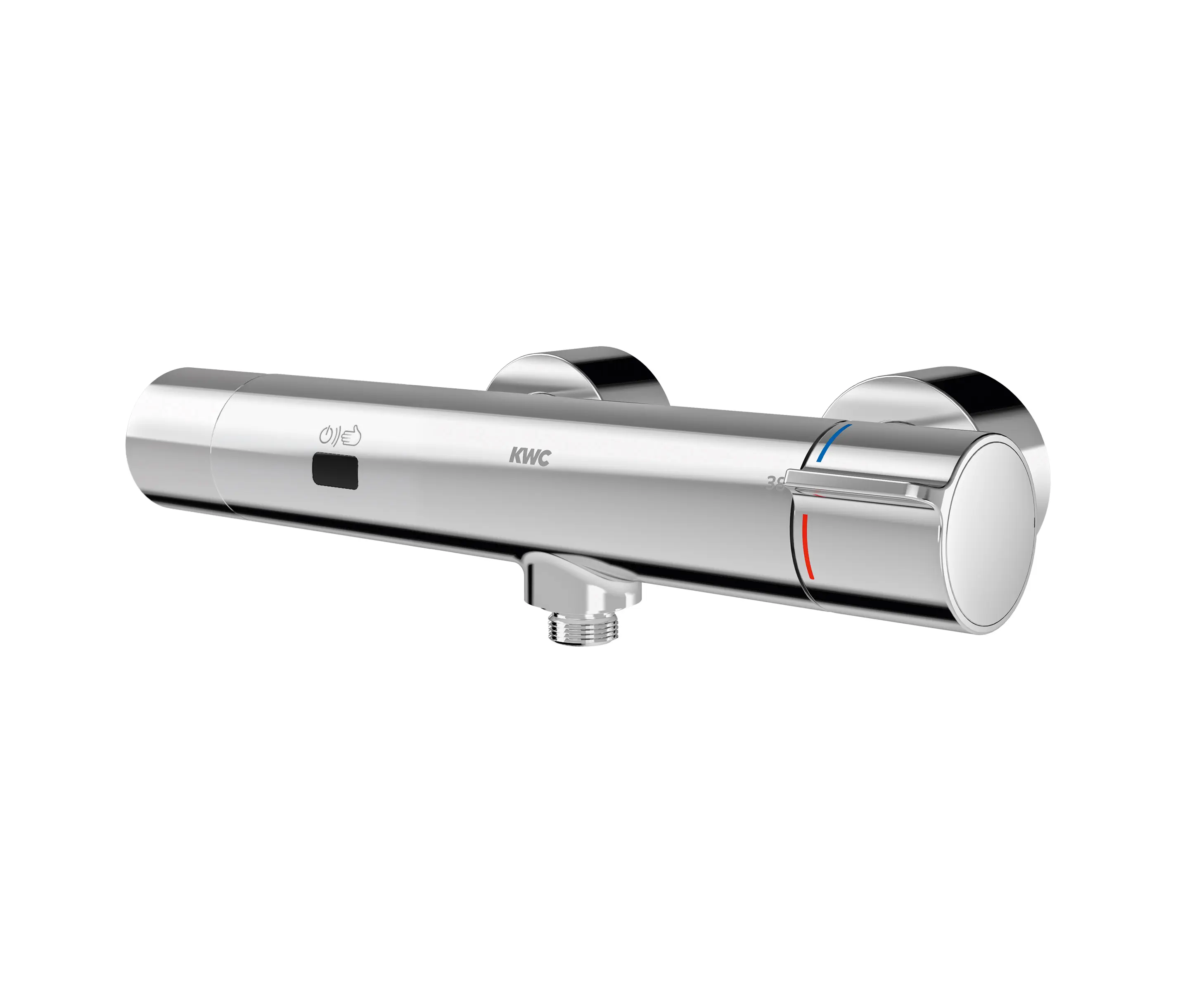 KWC Professional - F5E-Therm electronic thermostatic wall-mounted mixer with battery operation and pre-fitted C-module unit