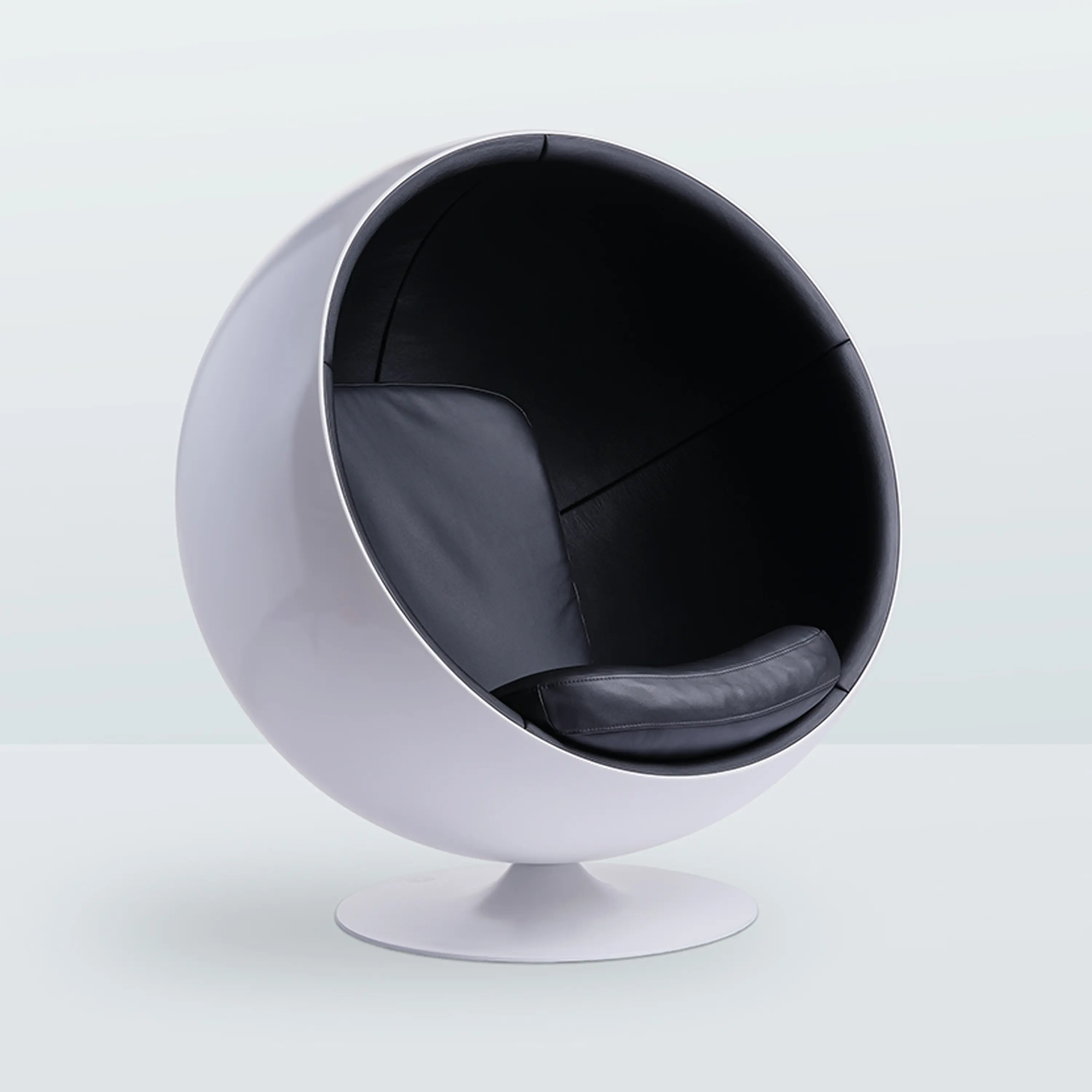 Eero Aarnio Originals - Ball chair, leather. Upholstery: natural leather, black
