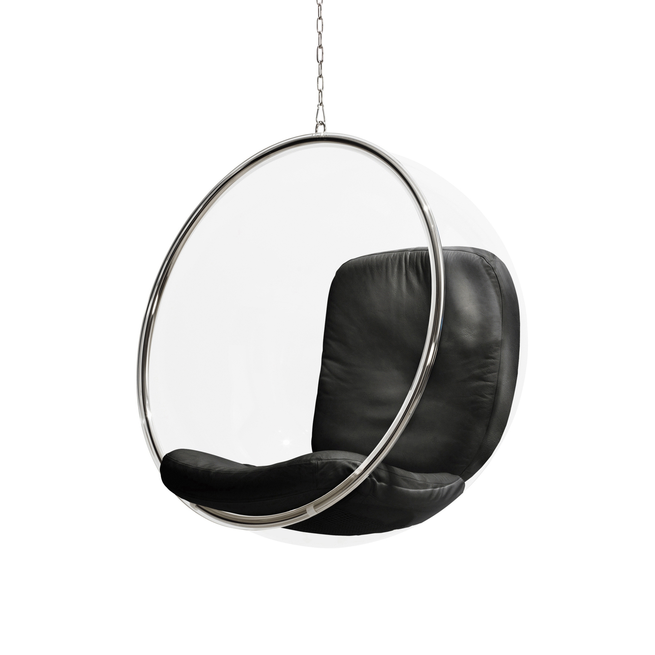 Bubble, black leather cushions