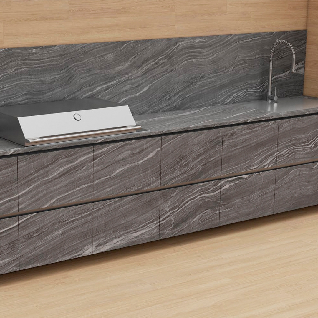 Mostrar el producto MUEBLE DE COCINA FLOTANTES EMPIRE EN PORCELANICO del fabricante Fesfoc