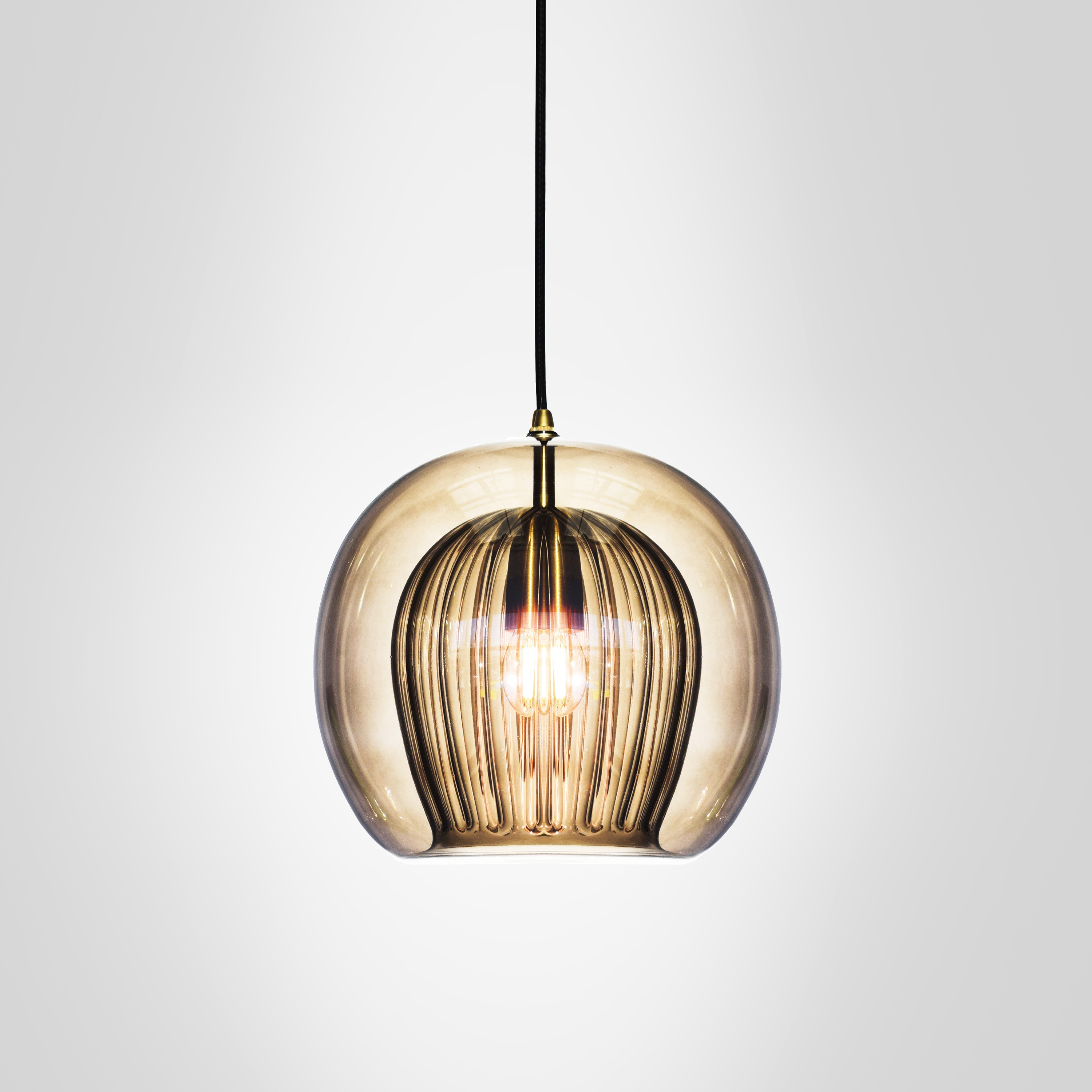 Pleated Crystal Pendant - Smoke