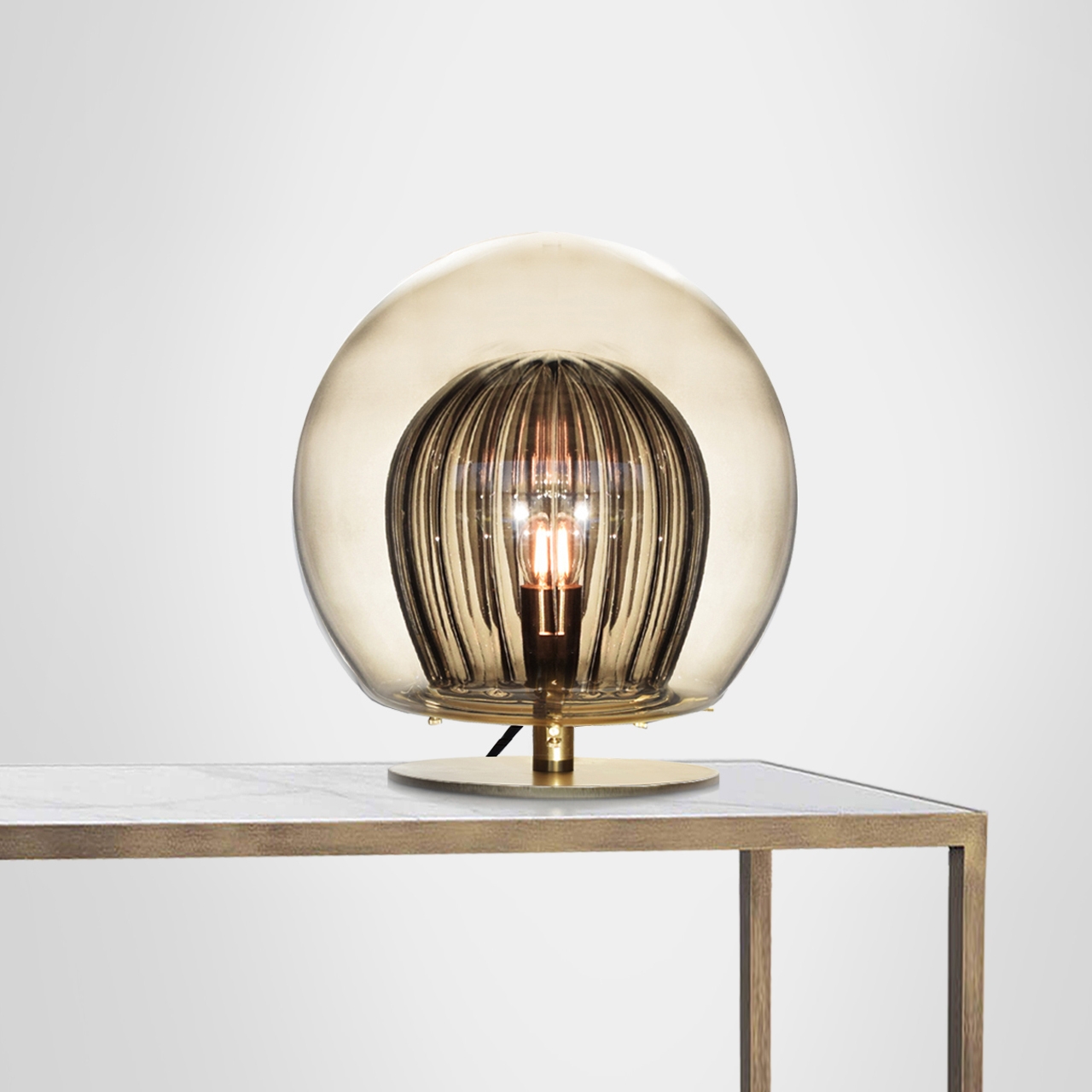 Pleated Crystal Table Light - Smoke