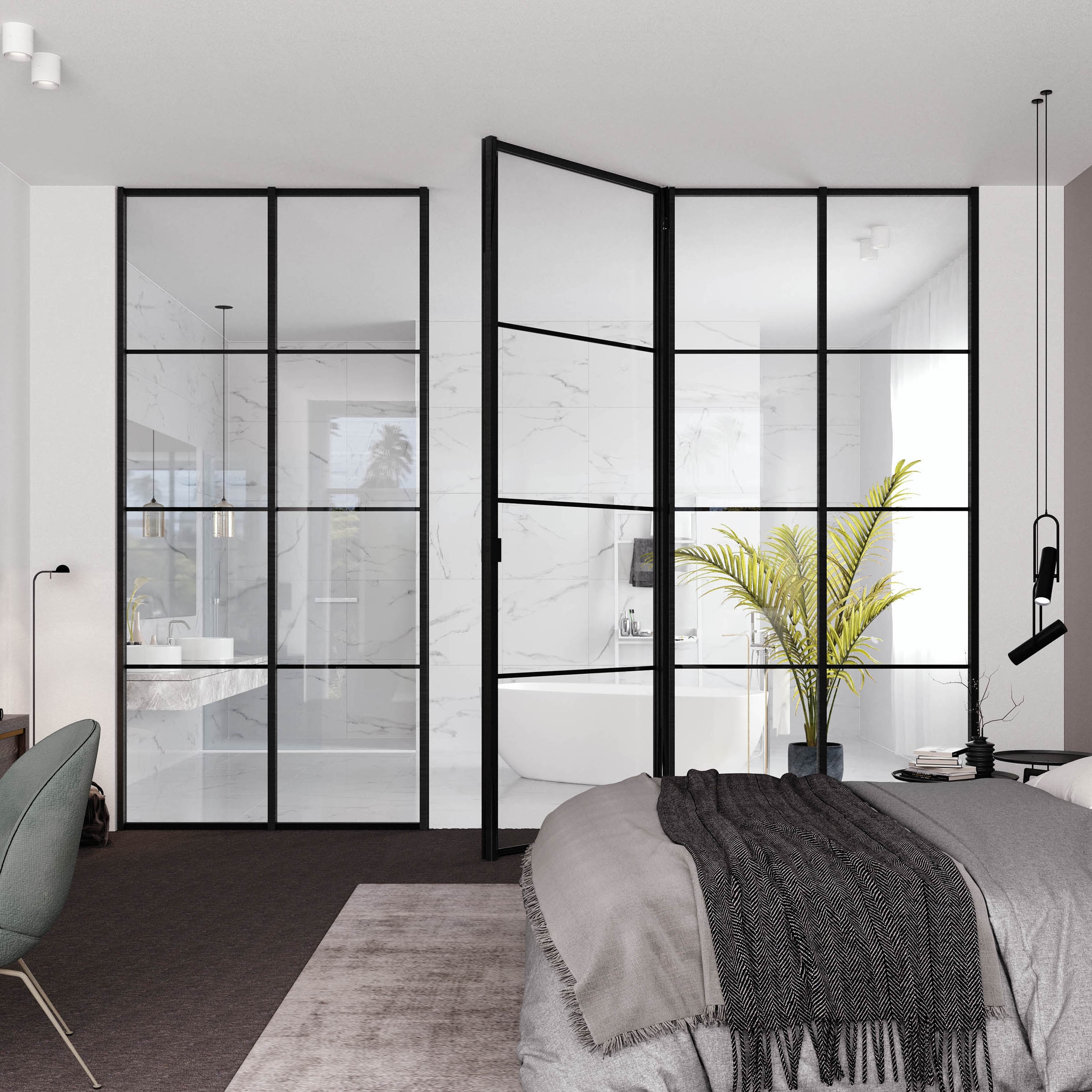 Display product Divina - glass room divider with swing door from manufacturer ARLU