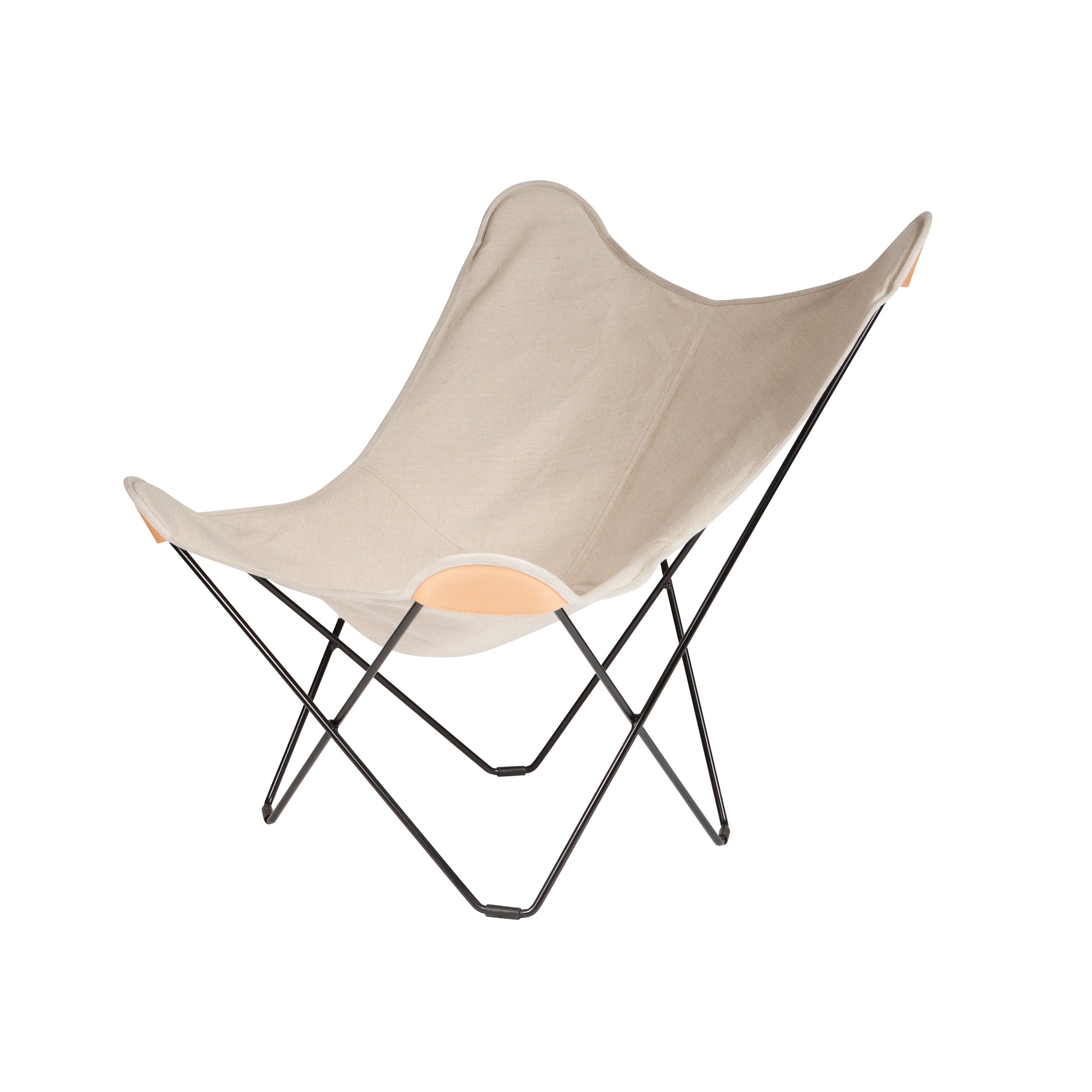 Mostra il prodotto Canvas Mariposa Butterfly Chair Crude Nature Black Frame del produttore Cuero Design