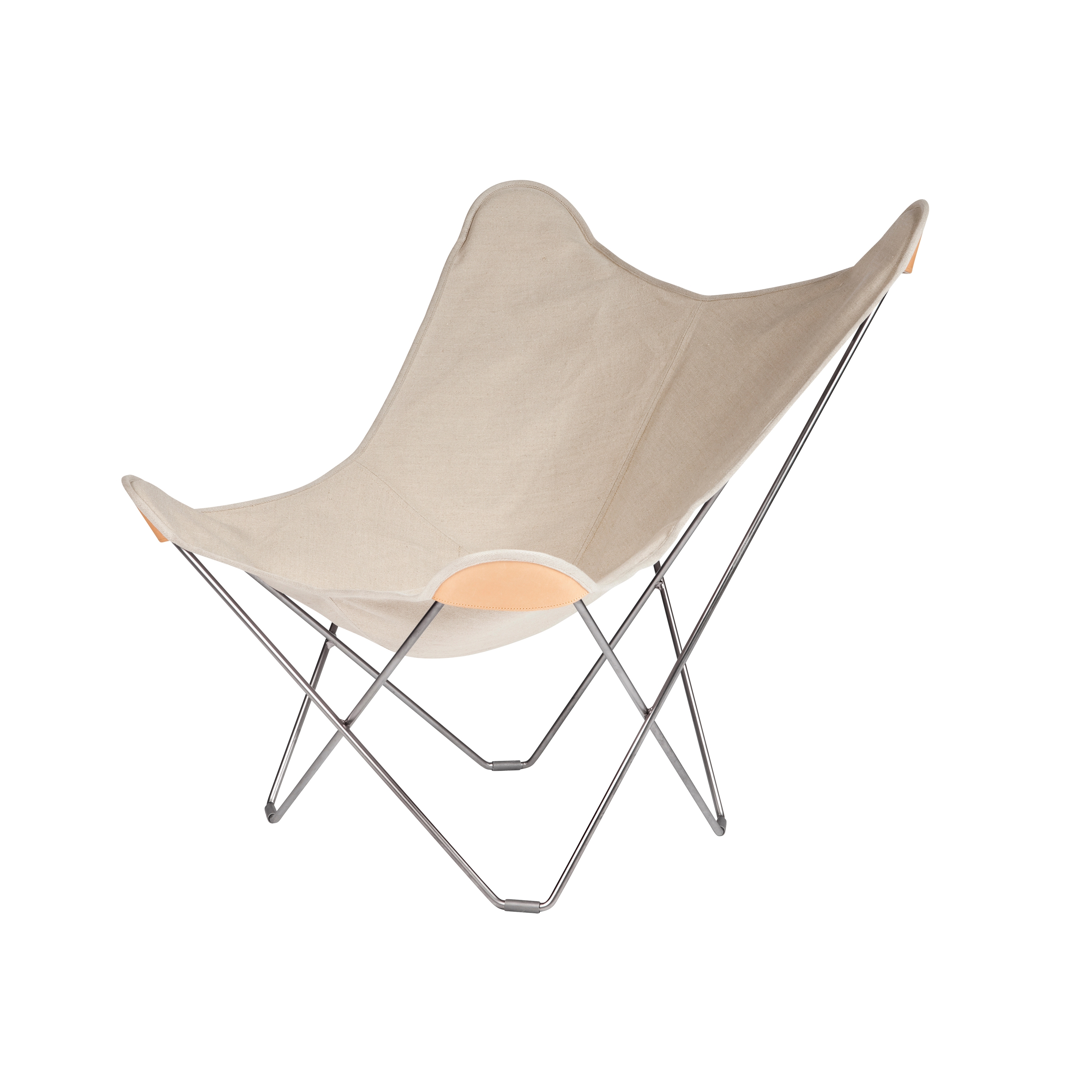 Canvas Mariposa Butterfly Chair Crude Nature Chrome Frame