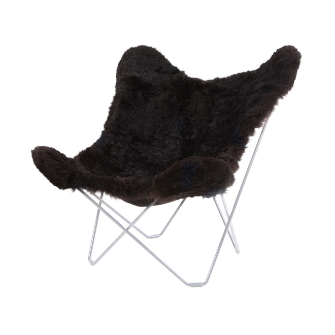 Mostra il prodotto Iceland Mariposa Butterlfy Chair Shorn Black Chrome Frame del produttore Cuero Design
