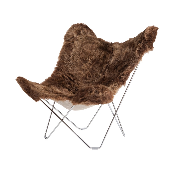 Iceland Mariposa Butterlfy Chair Shorn Brown Chrome Frame