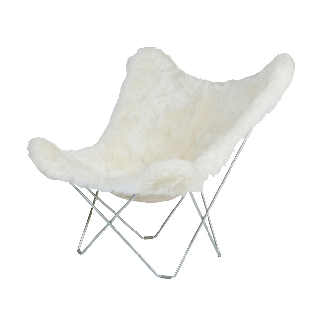 Iceland Mariposa Butterlfy Chair Shorn White Chrome Frame