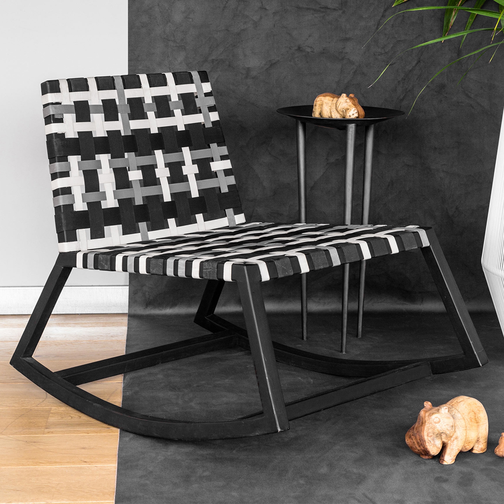 Display product Venus Rocking Chair with straps - teak from manufacturer MARY&