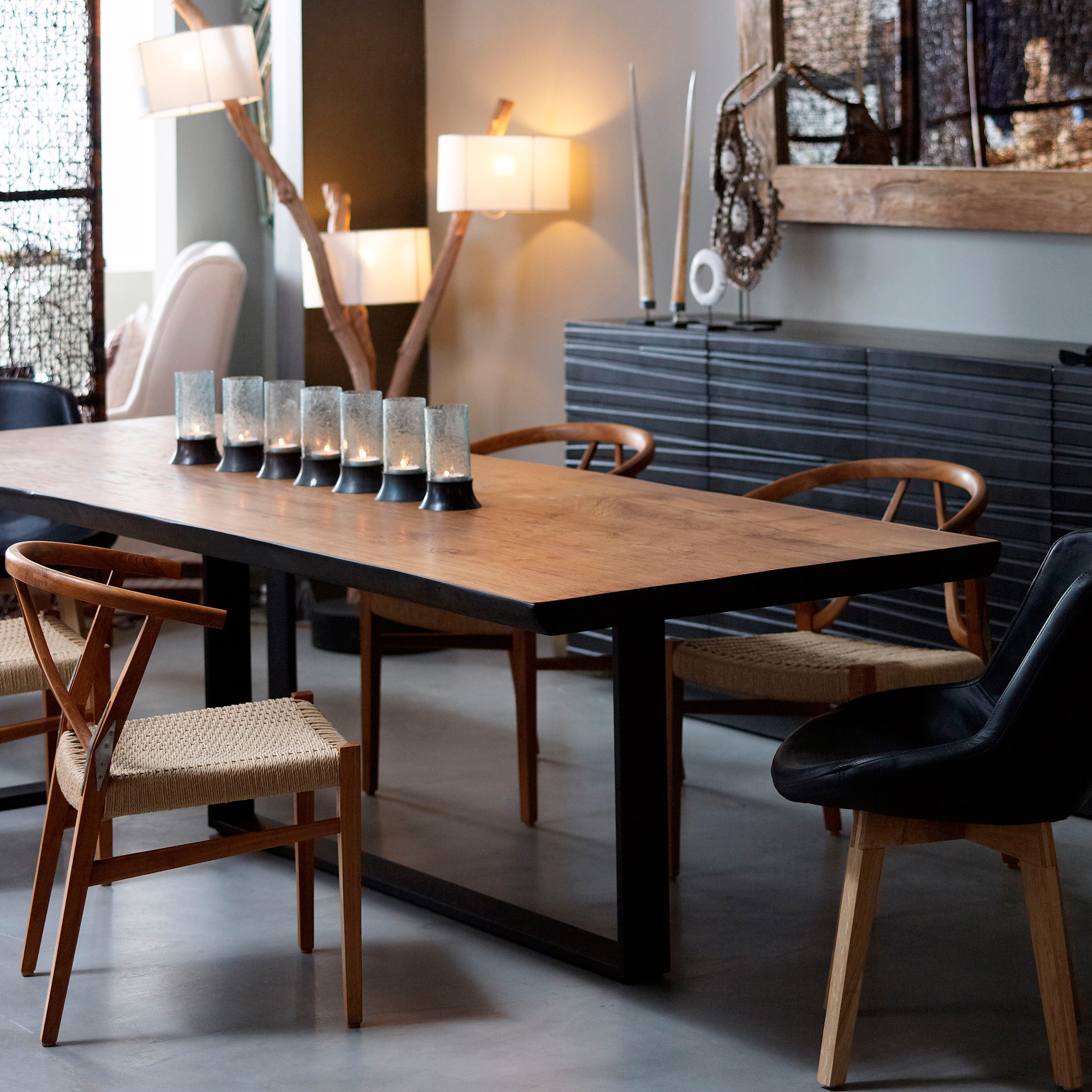 Display product mary's design mood | Ioannis Dining Table - teak top/iron base from manufacturer MARY&