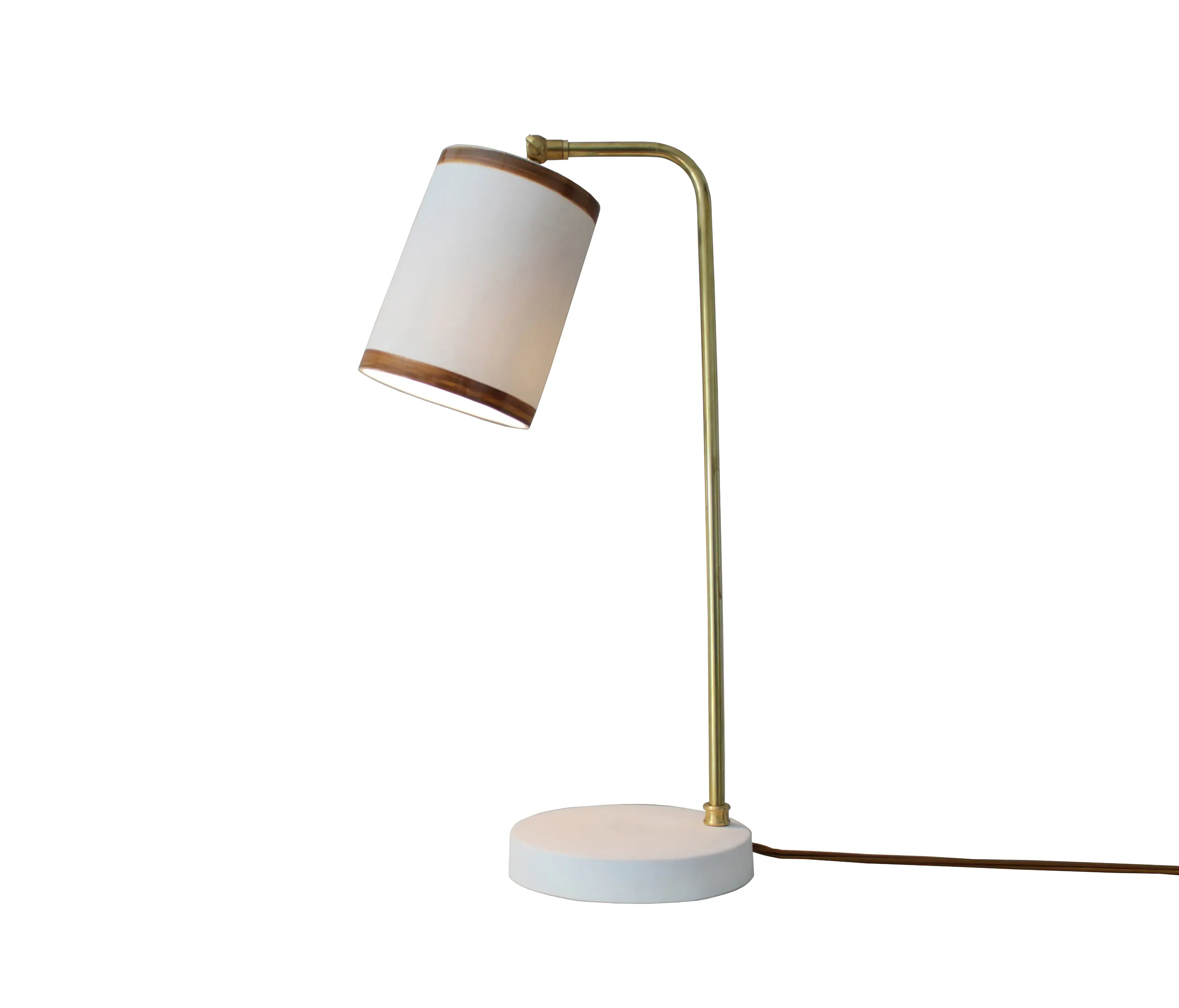 Lyngard - Bradwell Task Lamp Matte White with Old Gold Stripe