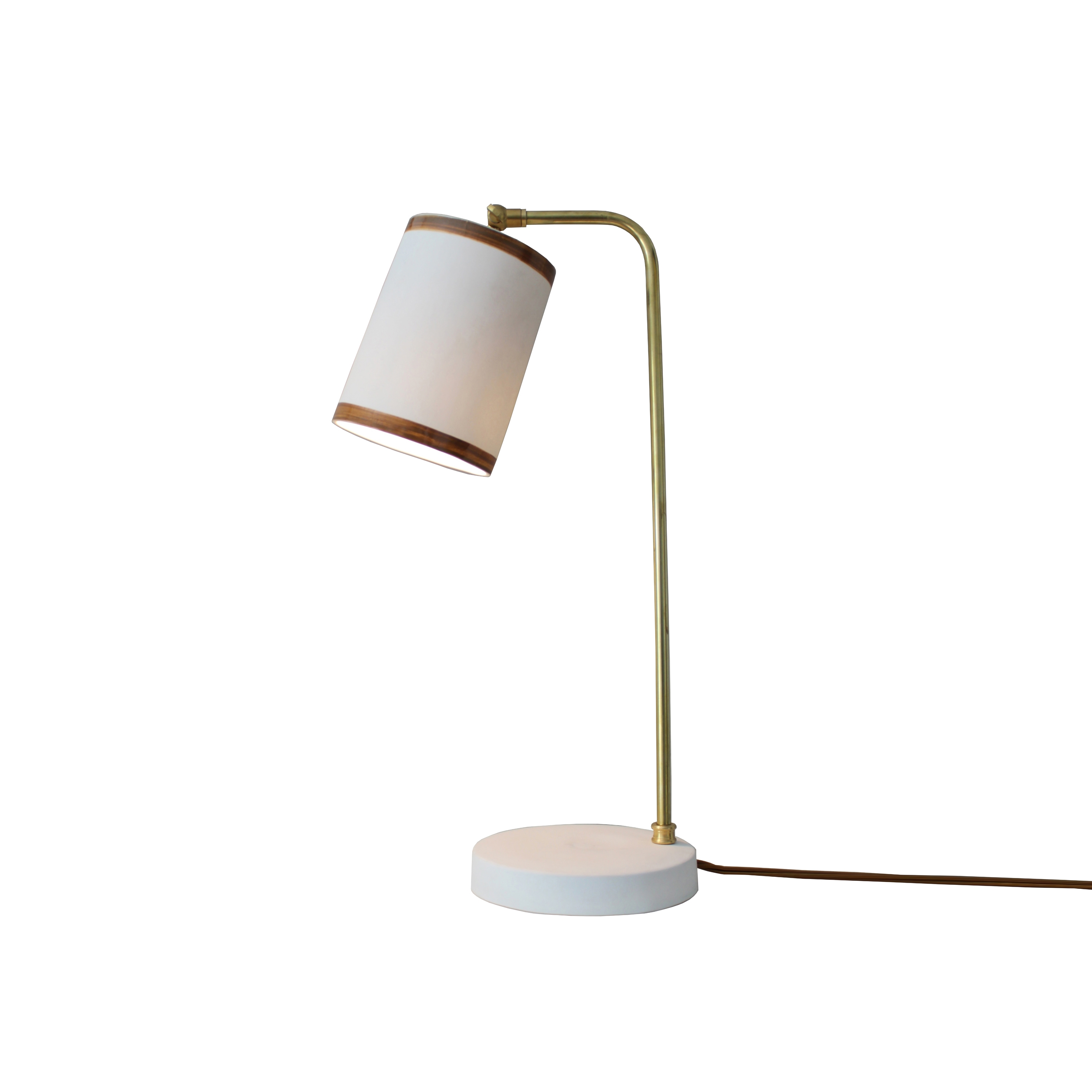 Bradwell Task Lamp Matte White with Old Gold Stripe
