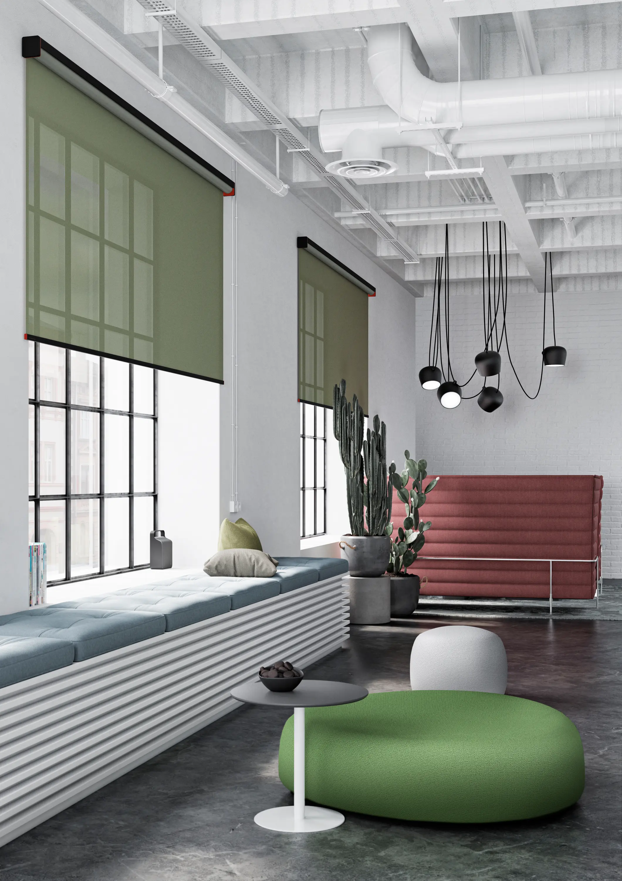 Kvadrat Shade - Semi-open cassette, motor-operated - powder coated RAL 7016