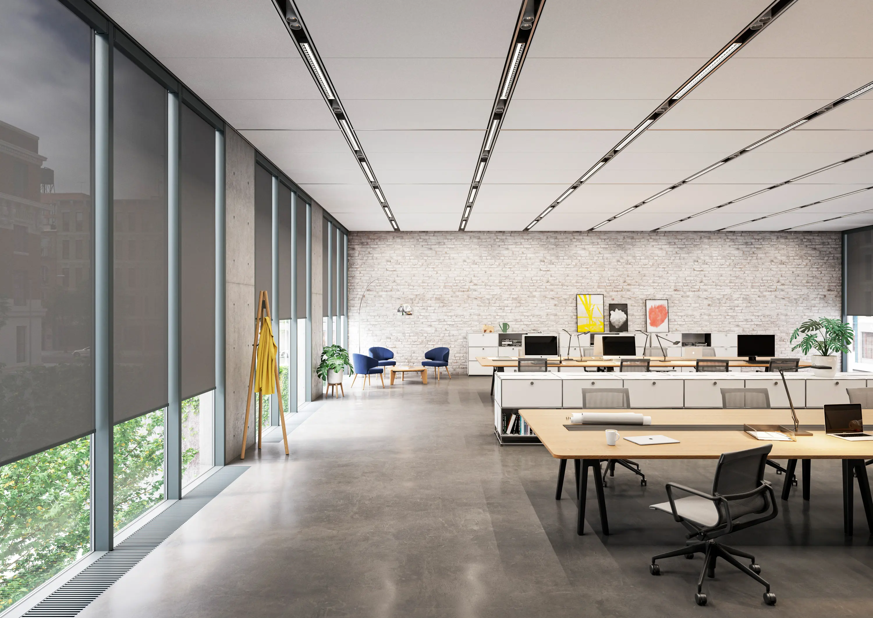 Kvadrat Shade - Closed cassette, motor-operated - powder coated RAL 7016