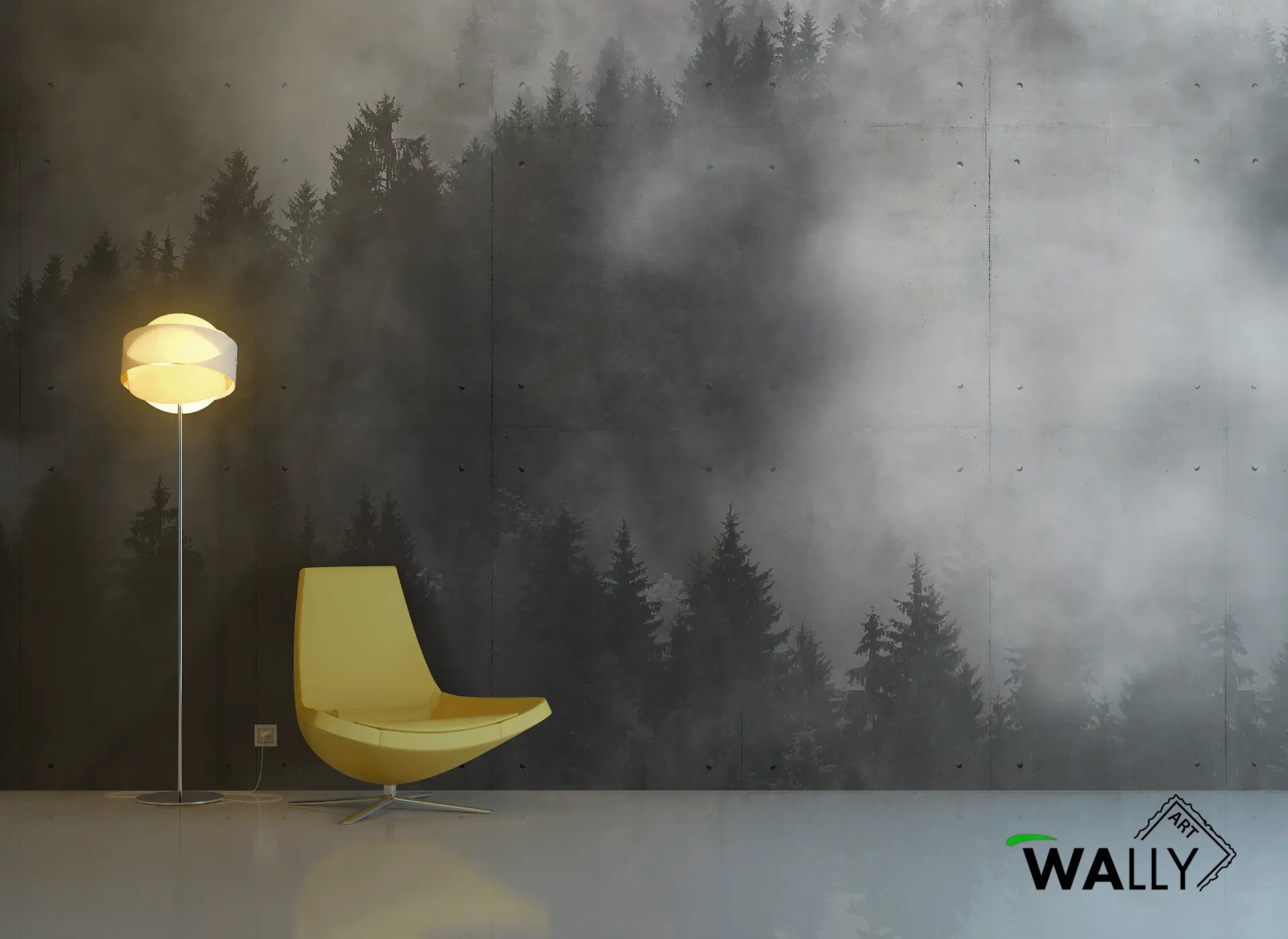 WallyArt - Concrete Wood