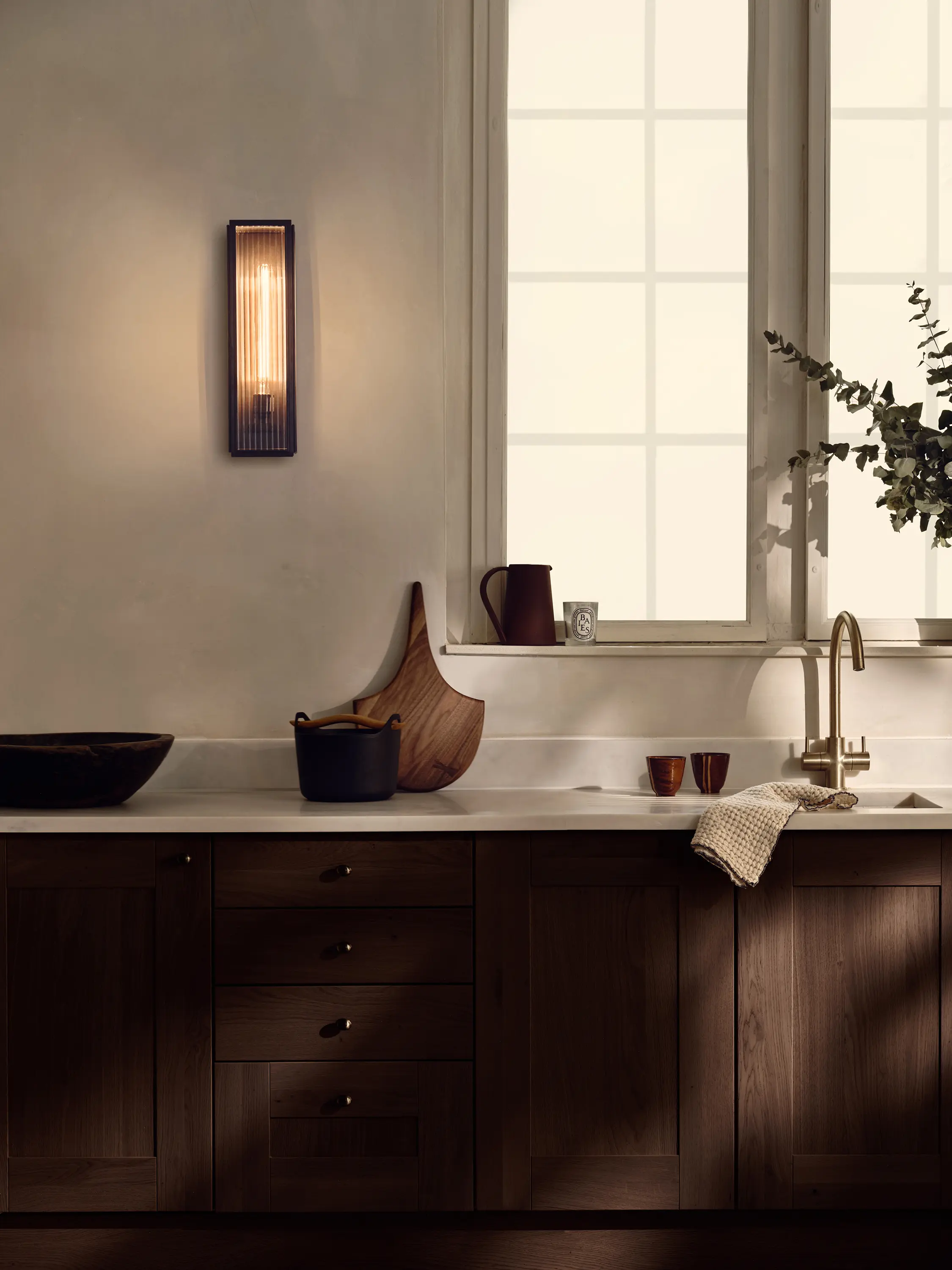 J. Adams & Co - Lantern | Birch Wall Light - Small - Antique Brass & Clear Glass