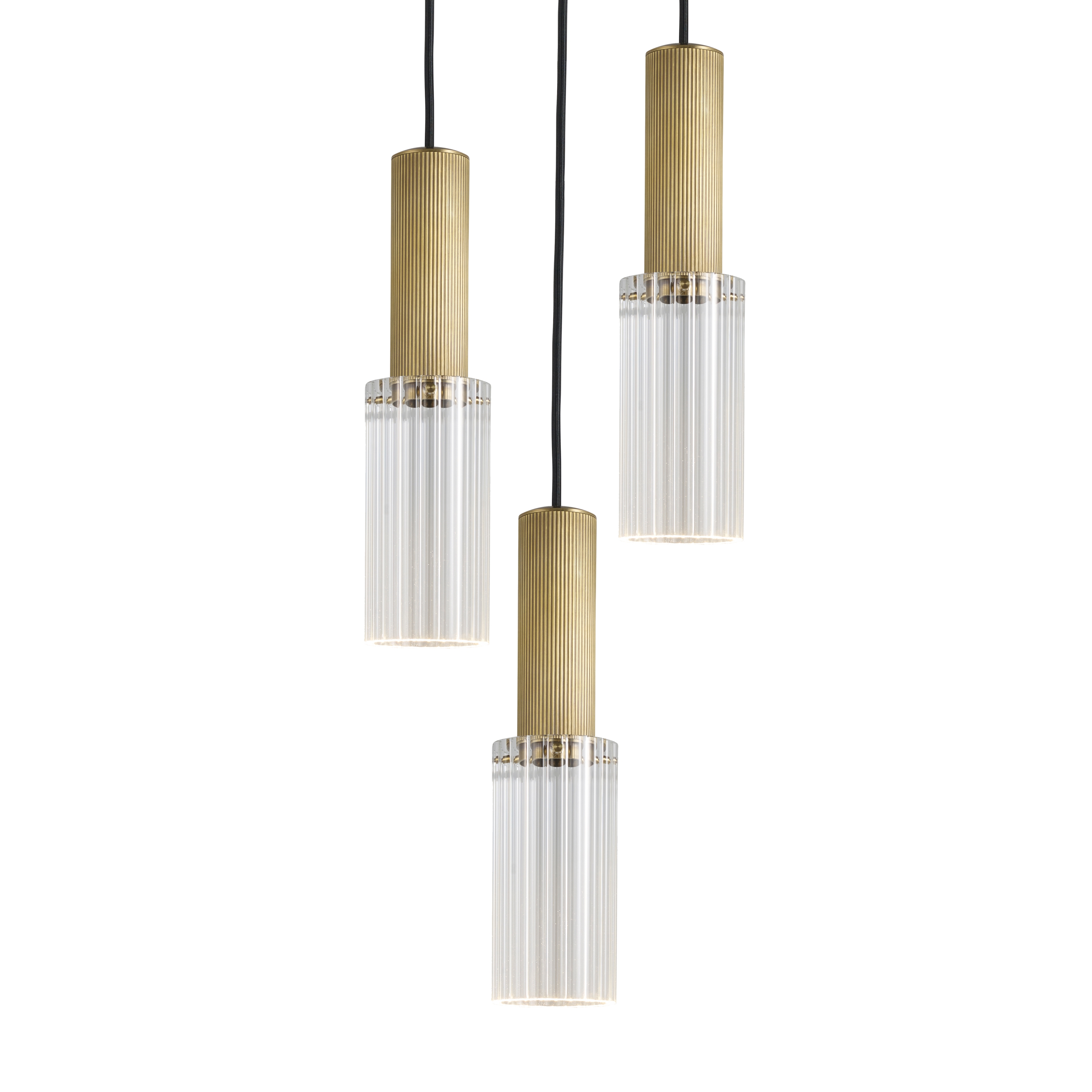 Flume | 80 Pendant - 3 Drop Grouping - Antique Brass