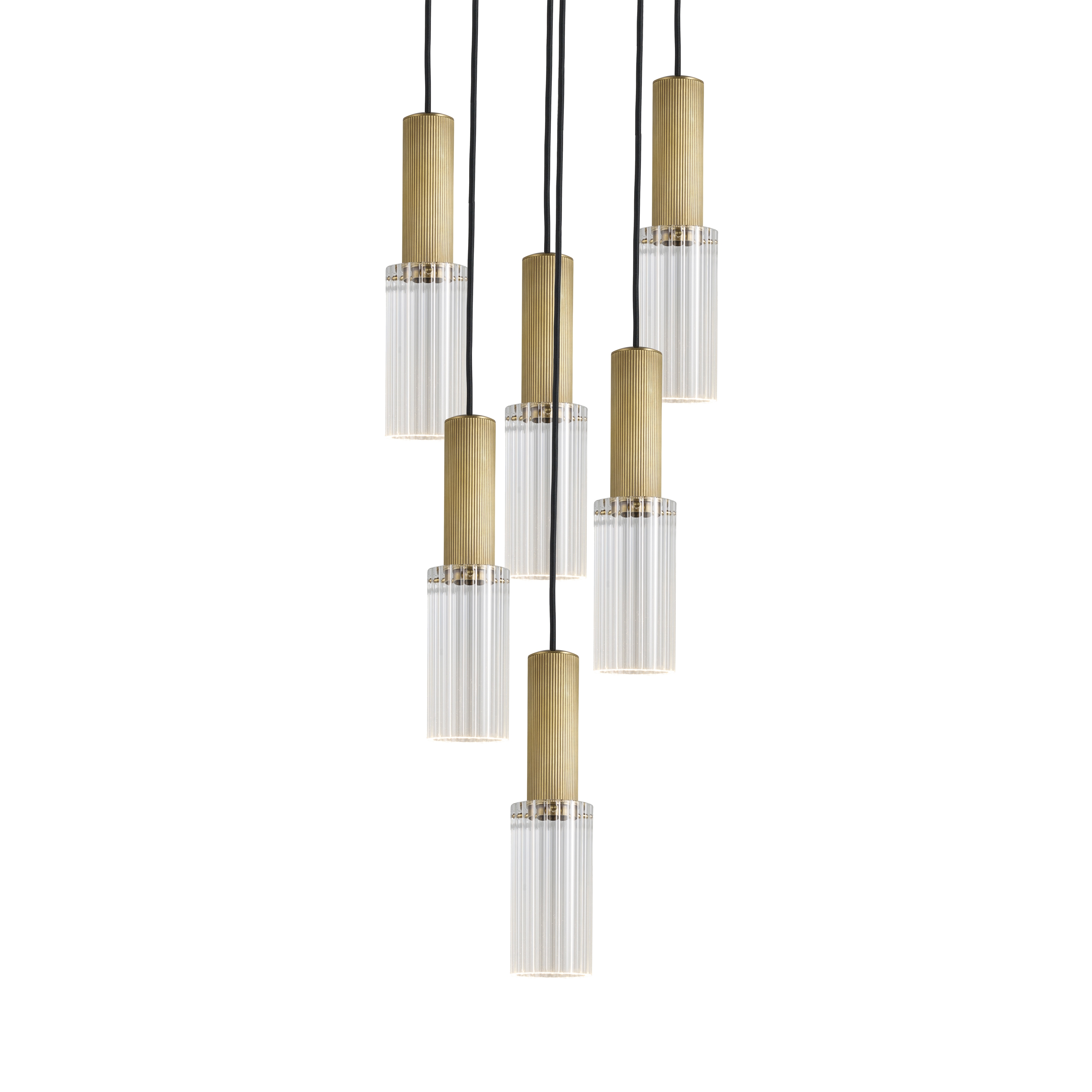 Flume | 80 Pendant - 6 Drop Grouping - Antique Brass