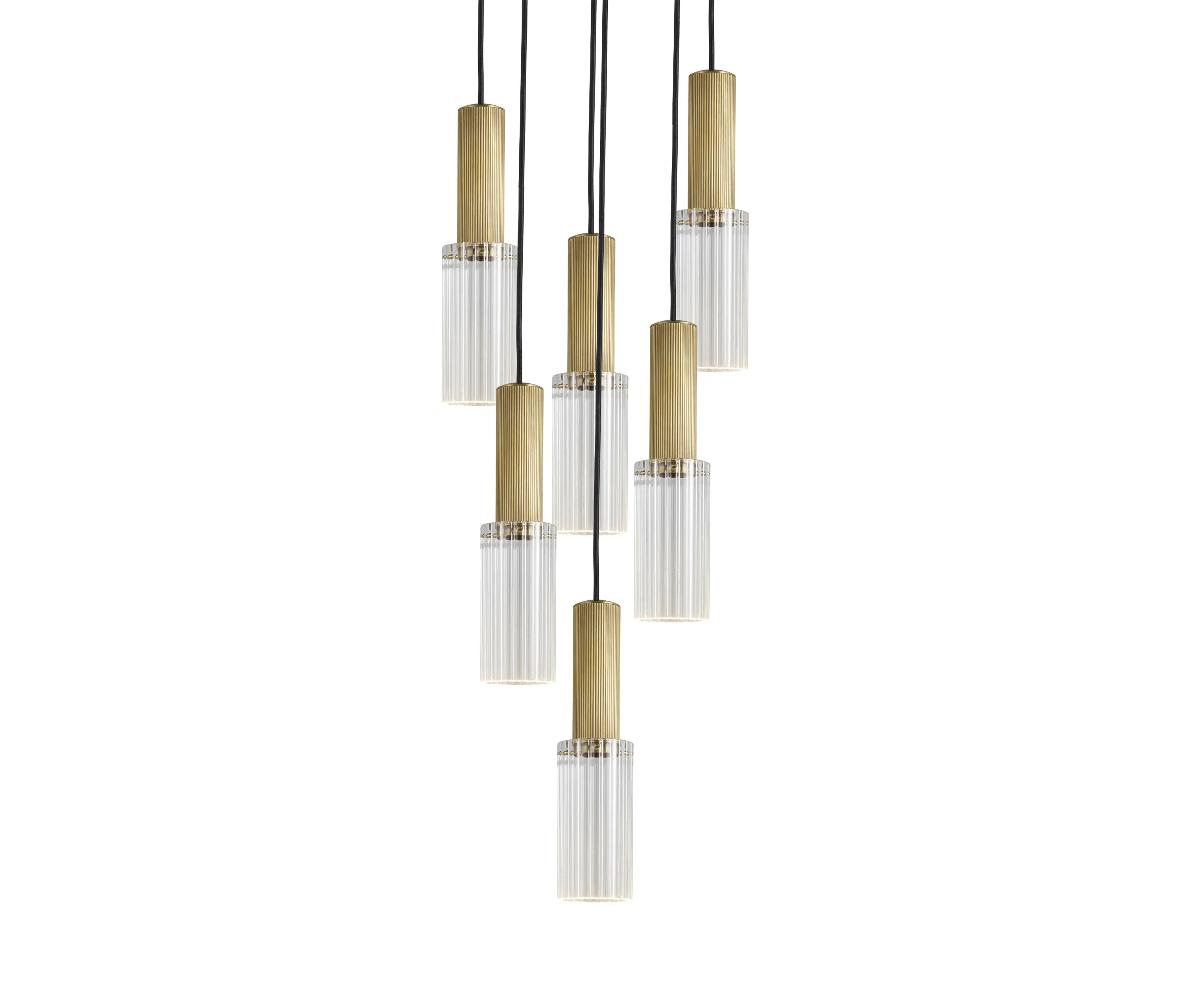 J. Adams & Co - Flume | 80 Pendant - 6 Drop Grouping - Antique Brass