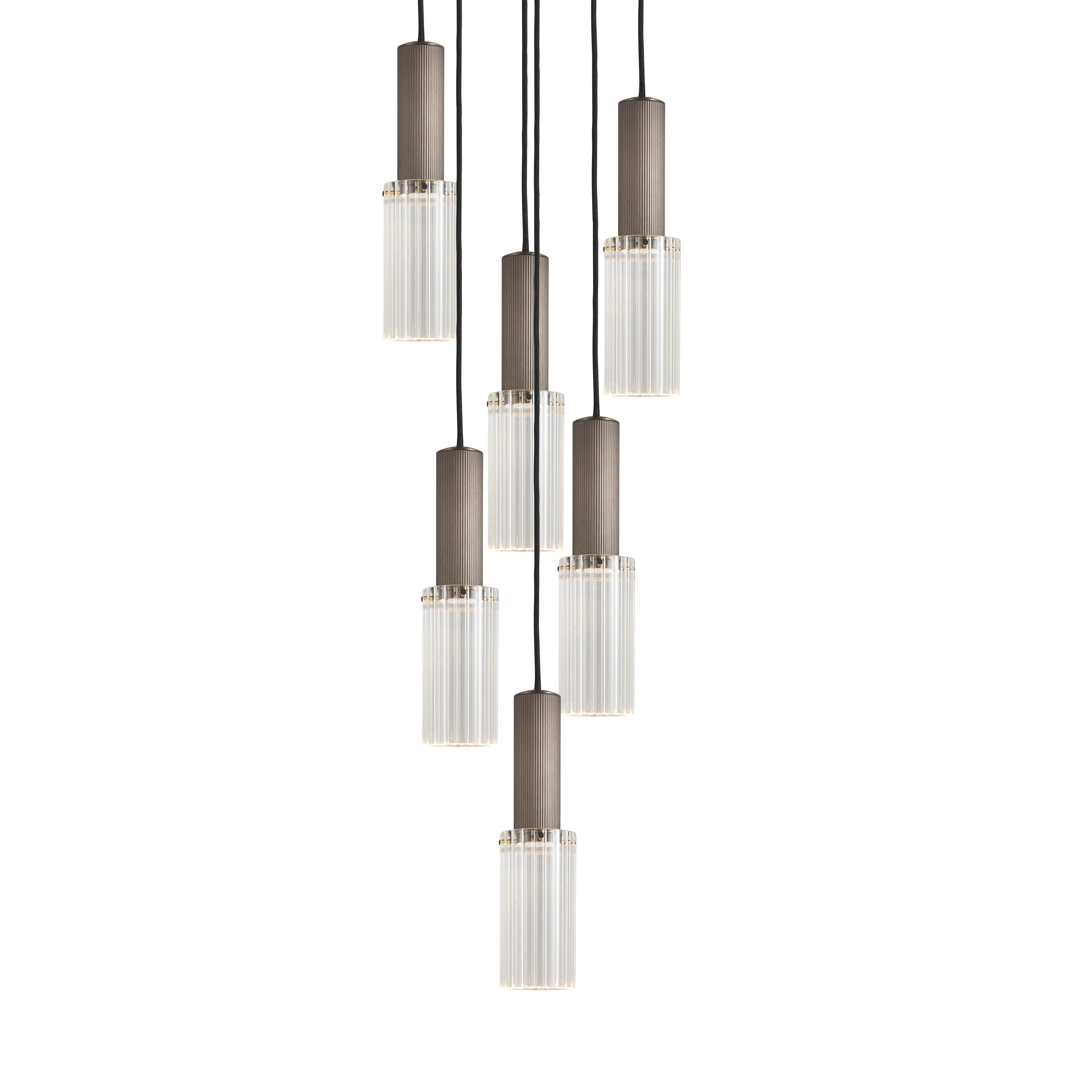 Display product Flume | 80 Pendant - 6 Drop Grouping - Bronze from manufacturer J. Adams & Co
