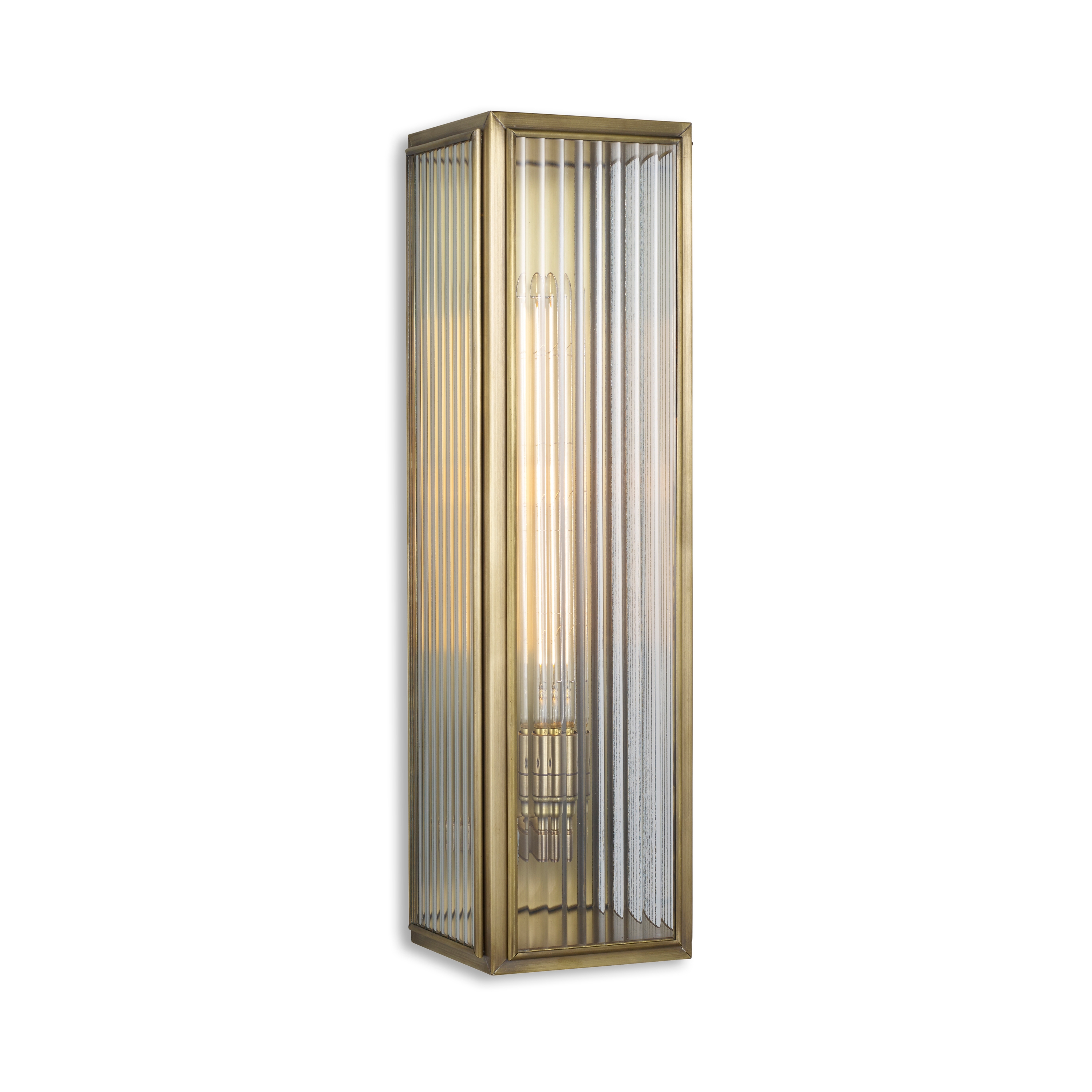 Lantern | Ash Wall Light - Large - Antique Brass & Clear Reeded Glass