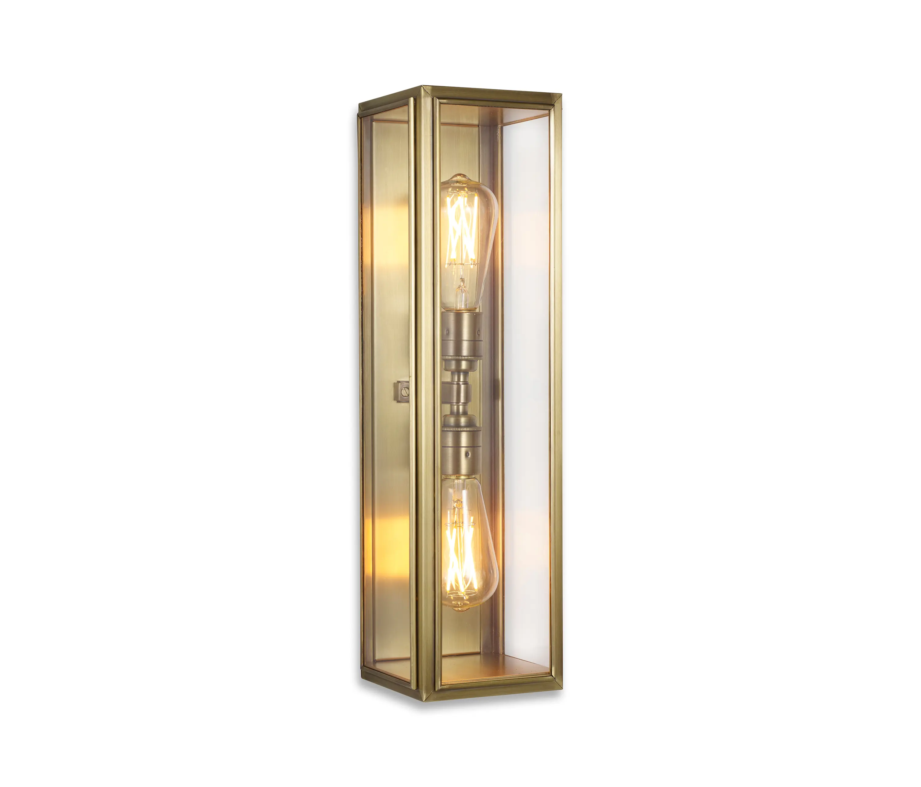 J. Adams & Co - Lantern | Ash Wall Light - Large Twin Lamp - Antique Brass & Clear Glass