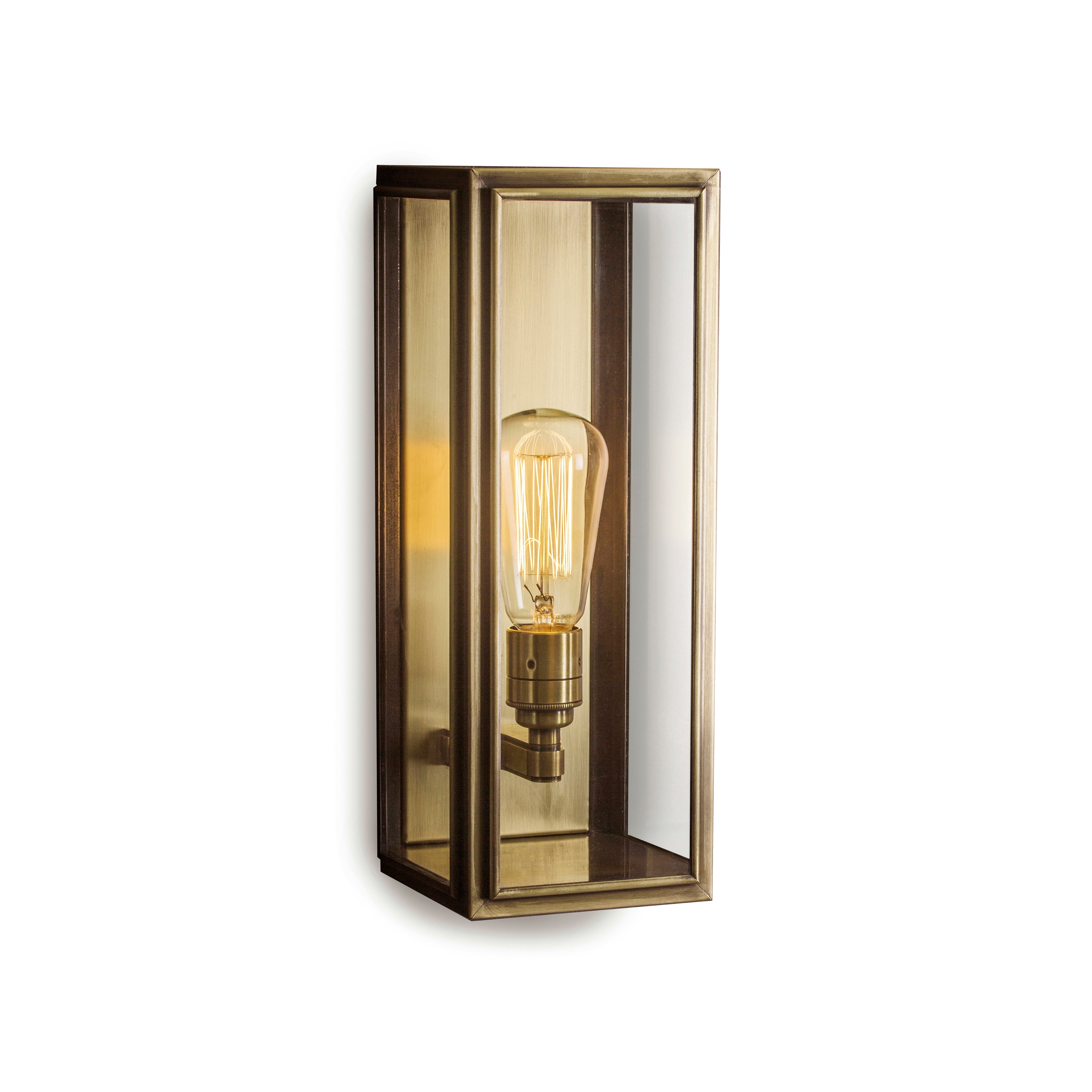 Mostrar el producto Lantern | Ash Wall Light - Medium - Antique Brass & Clear Glass del fabricante J. Adams & Co