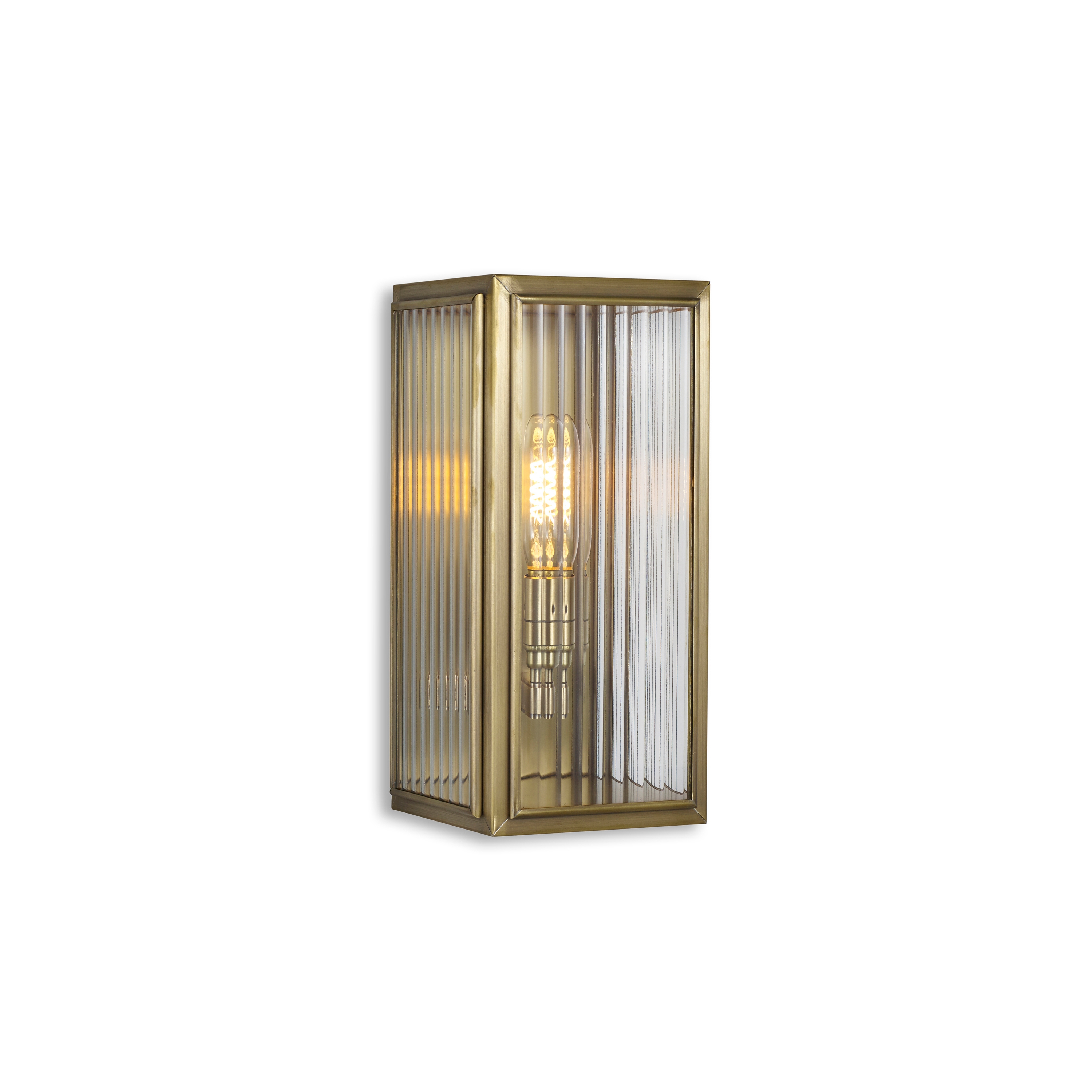Lantern | Ash Wall Light - Small - Antique Brass & Clear Reeded Glass