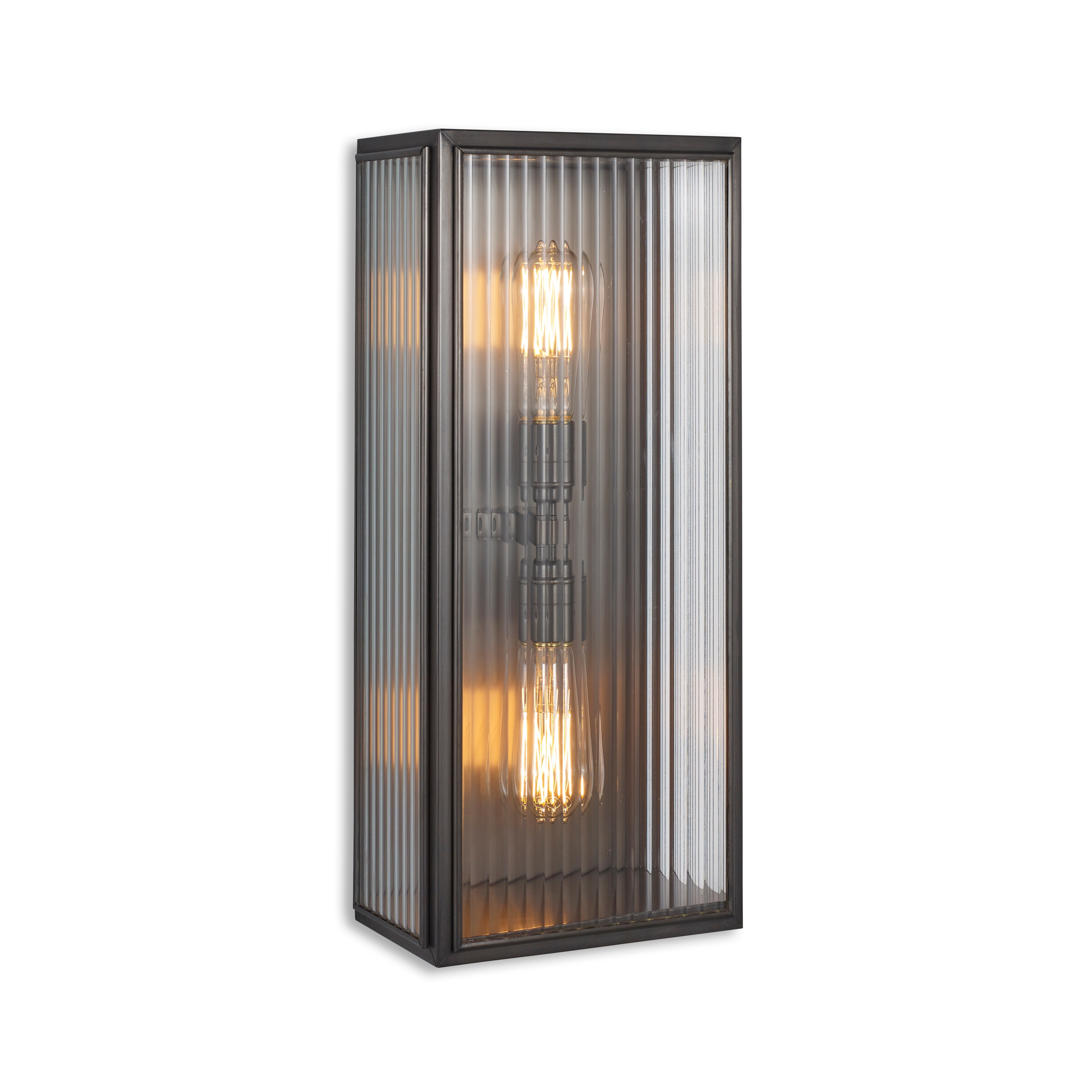 Display product Lantern | Birch Wall Light - Large - Bronze & Clear Reeded Glass from manufacturer J. Adams & Co