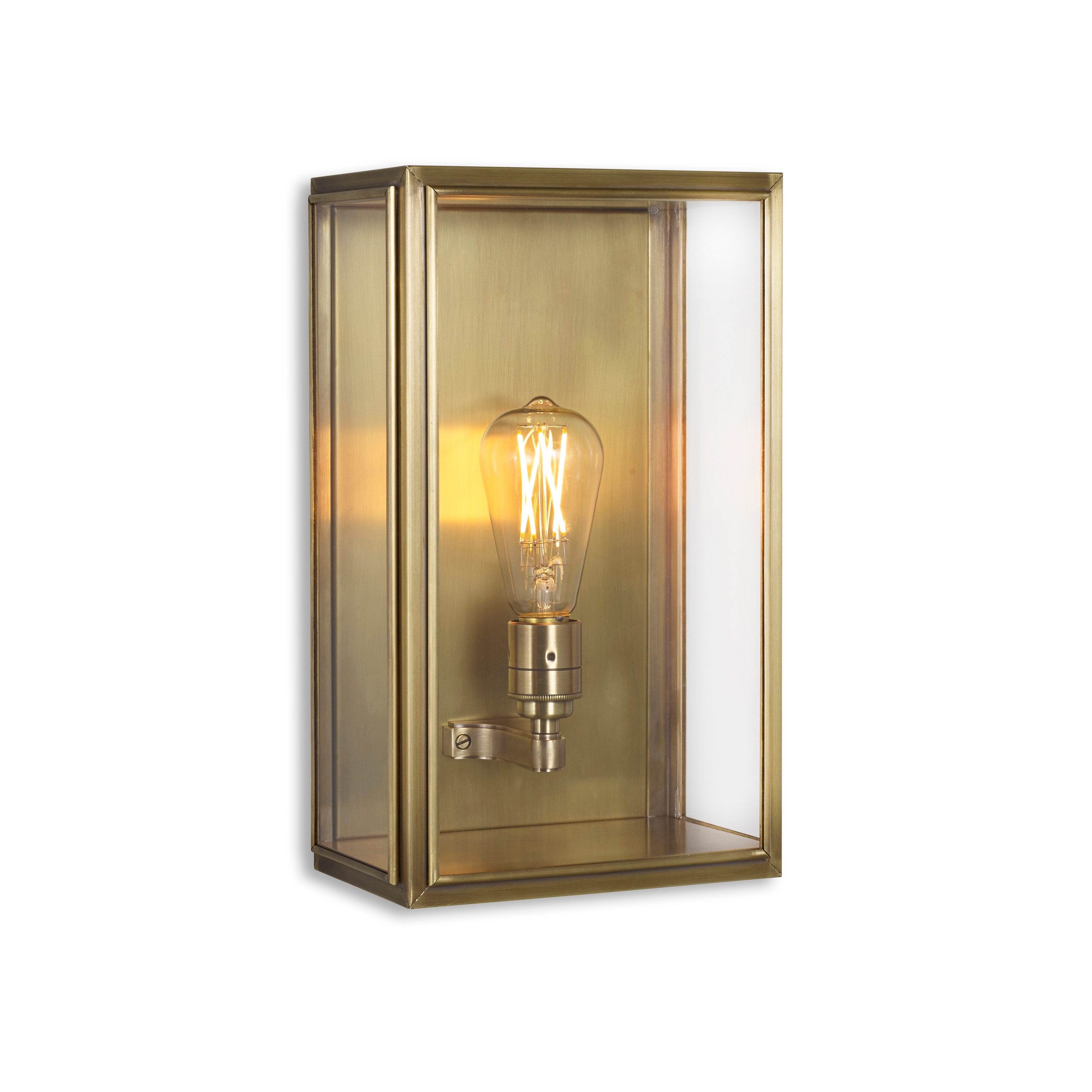 Display product Lantern | Birch Wall Light - Medium - Antique Brass & Clear Glass from manufacturer J. Adams & Co