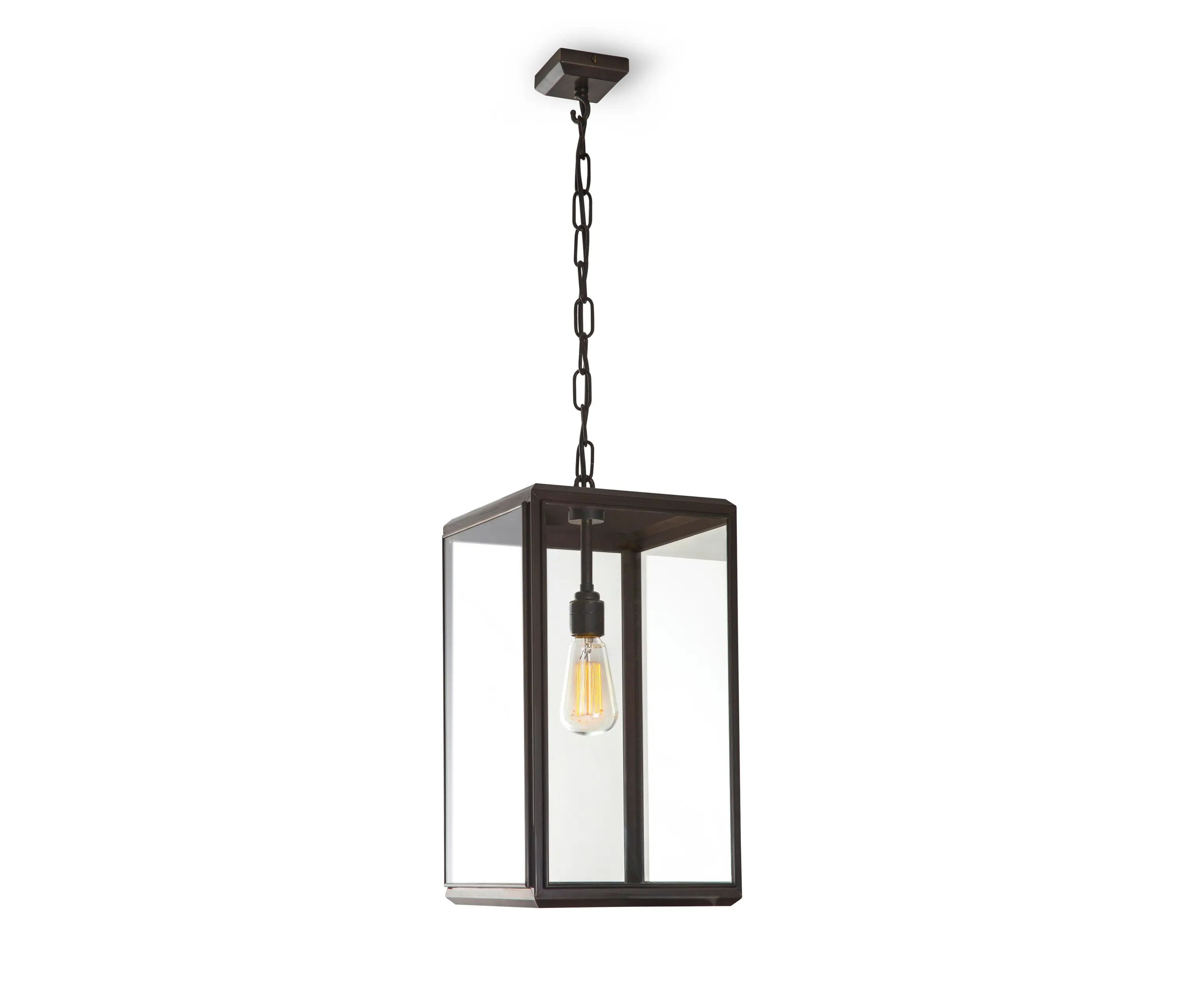 J. Adams & Co - Lantern | Hazel Pendant Outdoor - Small - Bronze & Clear Glass