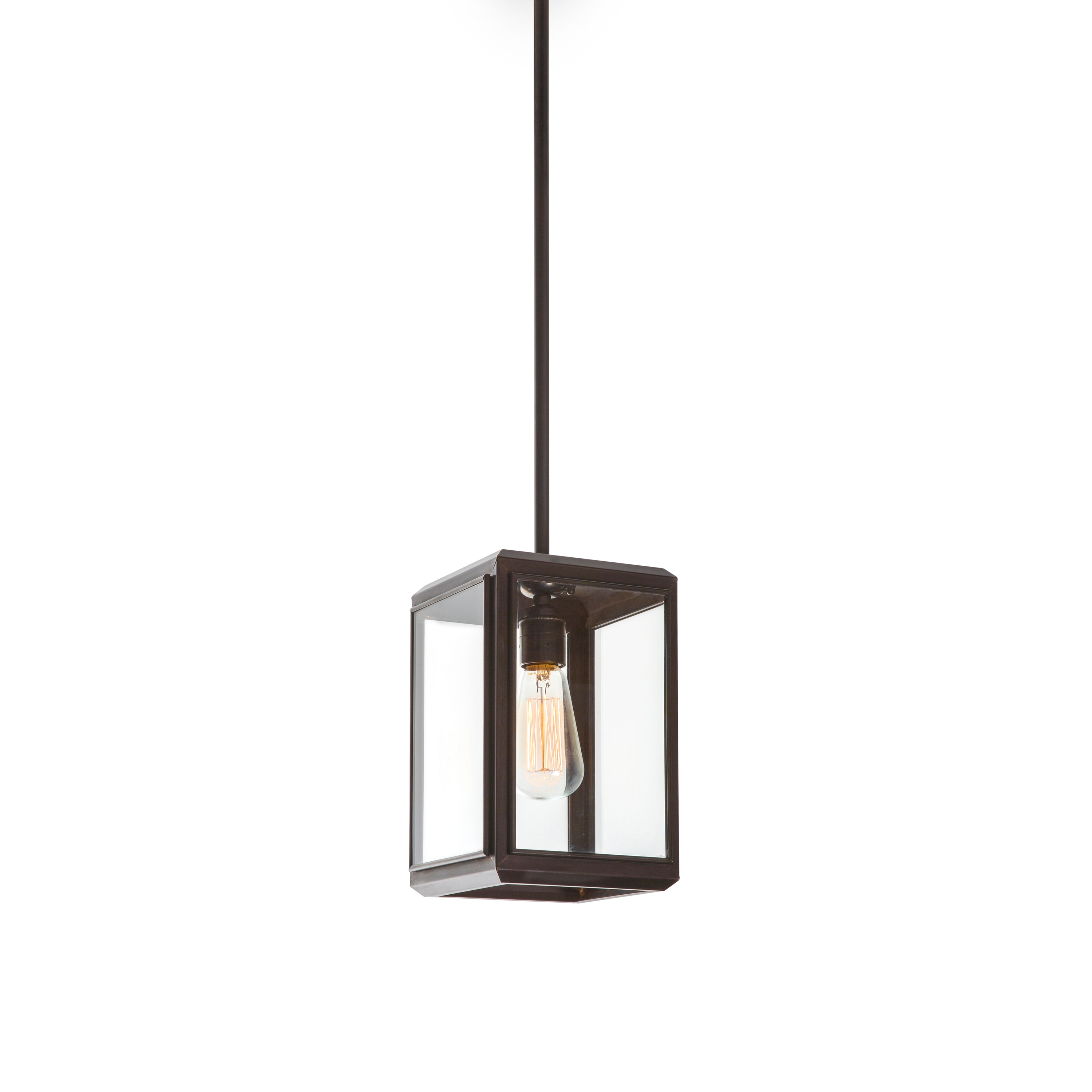 Mostra il prodotto Lantern | Lilac Pendant 1 - Short - Bronze & Clear Glass del produttore J. Adams & Co