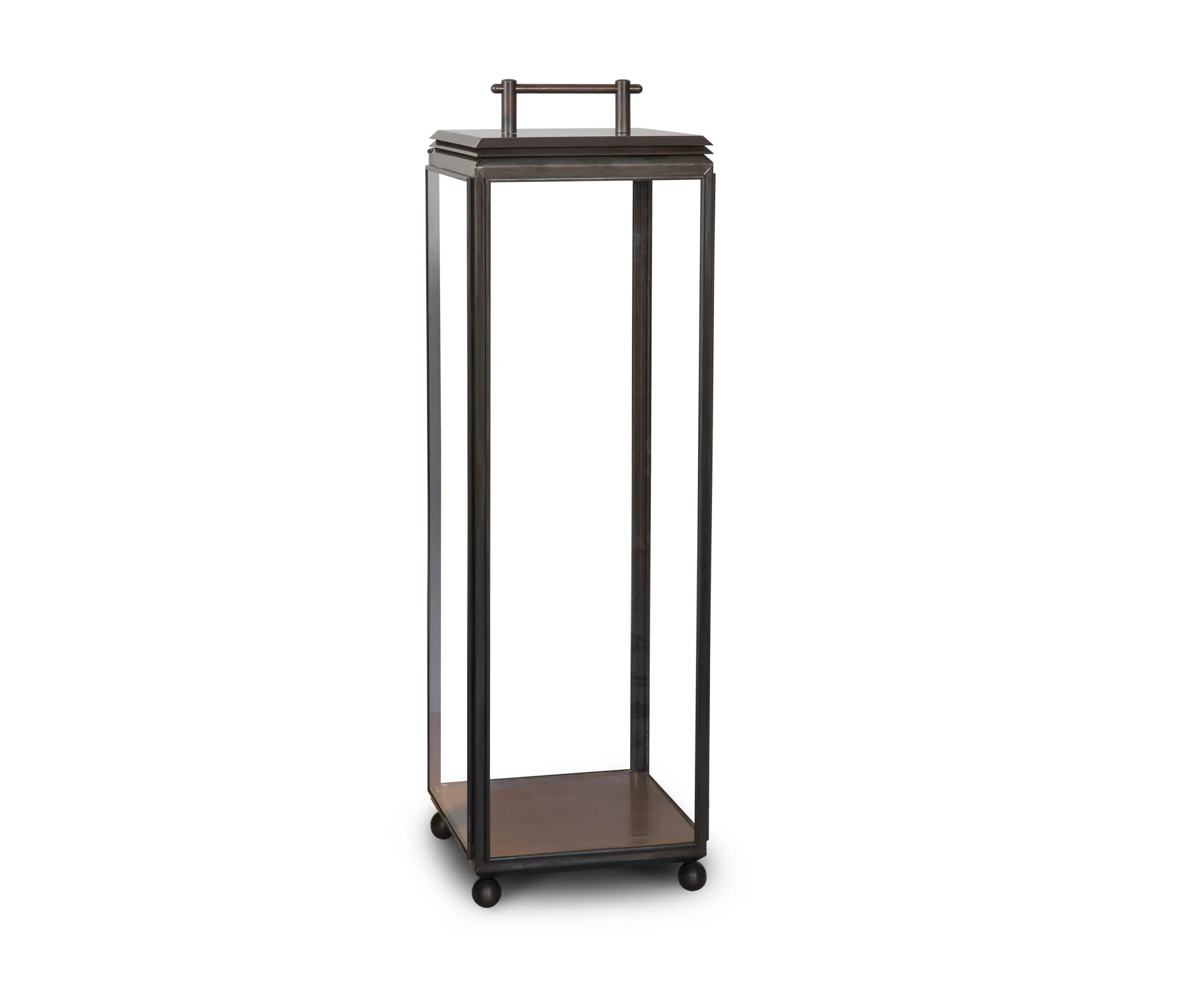 J. Adams & Co - Lantern | Hazel Floor Light - Tall, Mains Powered - Bronze & Clear Glass