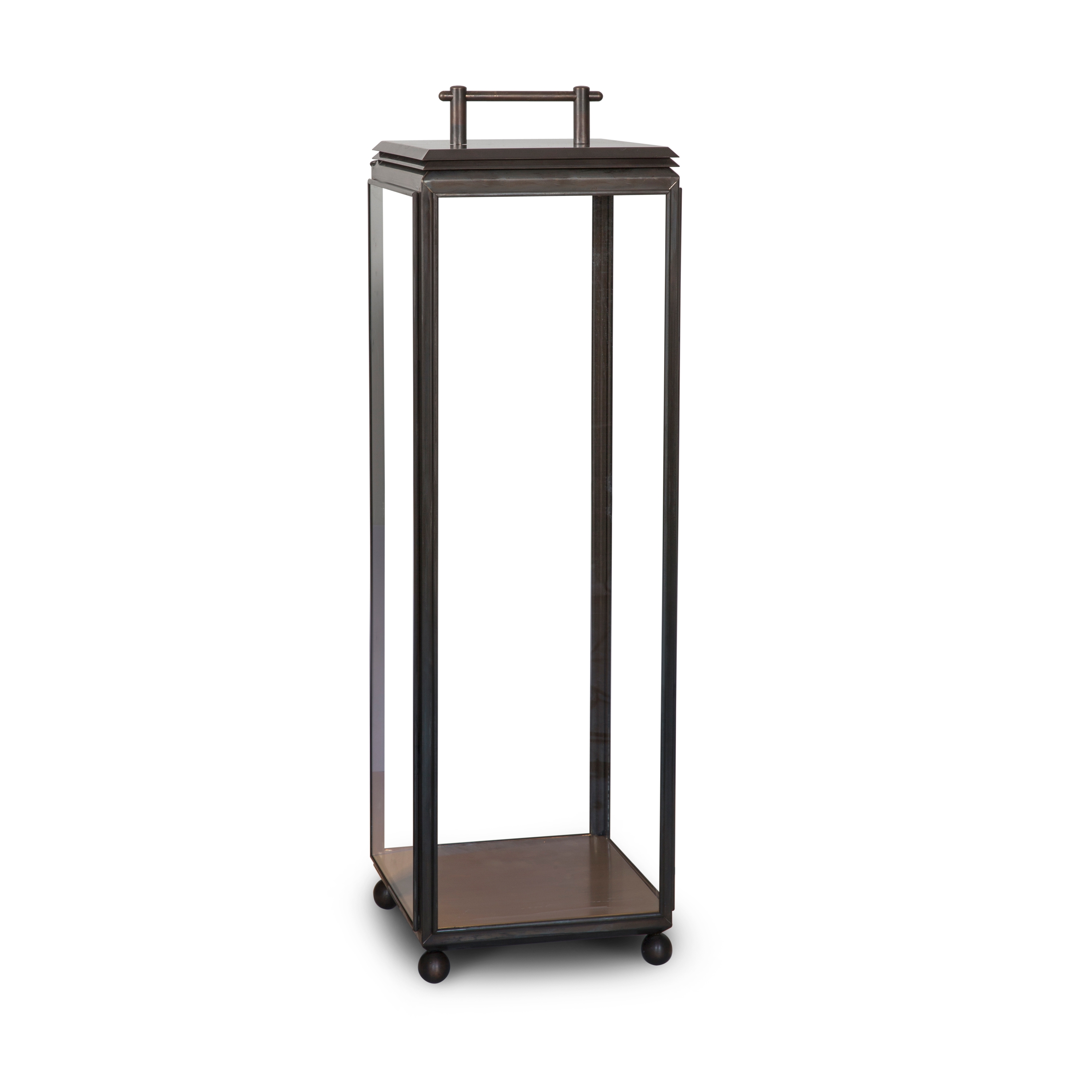 Lantern | Hazel Floor Light - Tall, Mains Powered - Bronze & Clear Glass