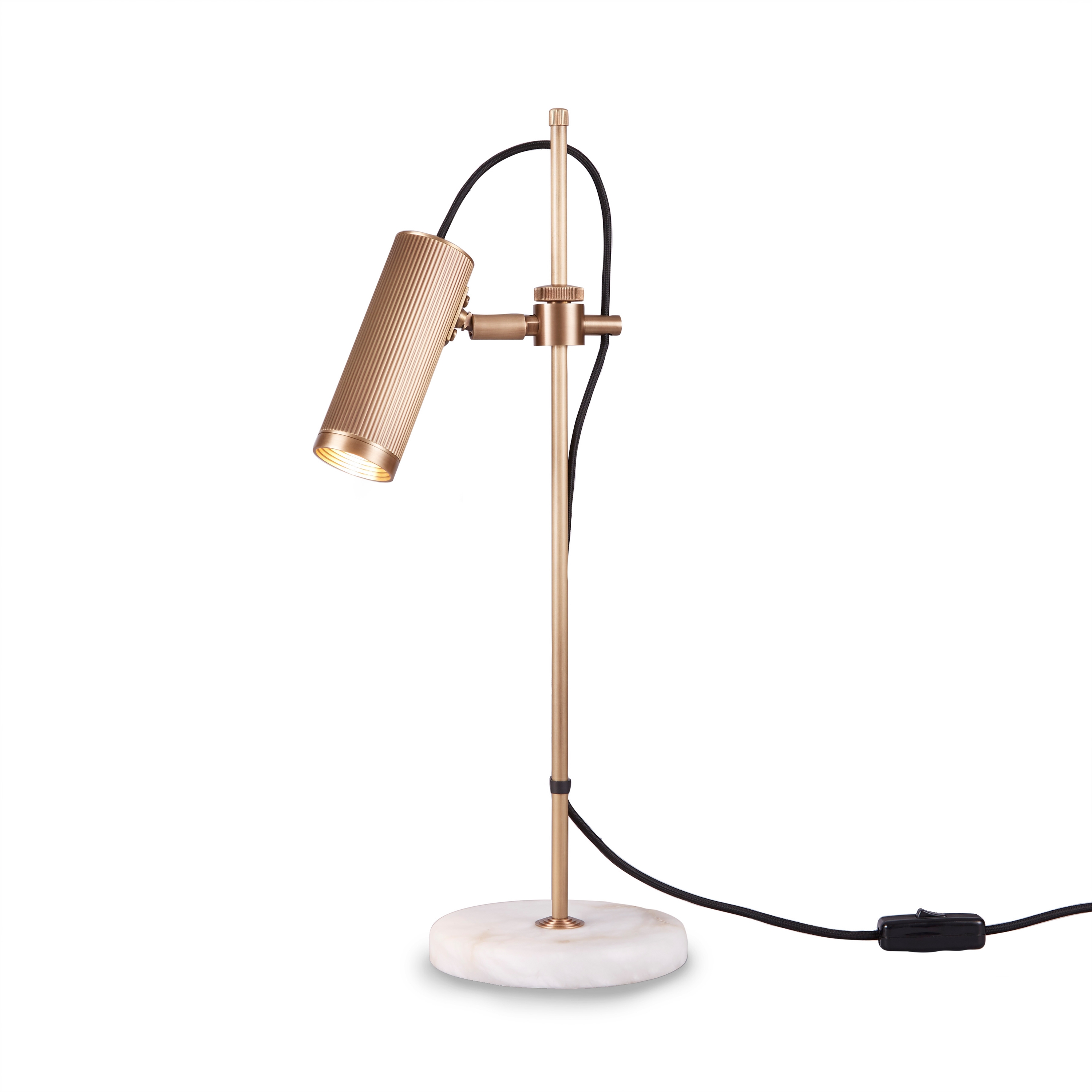 Spot | Desk Light - Antique Brass & Travertine