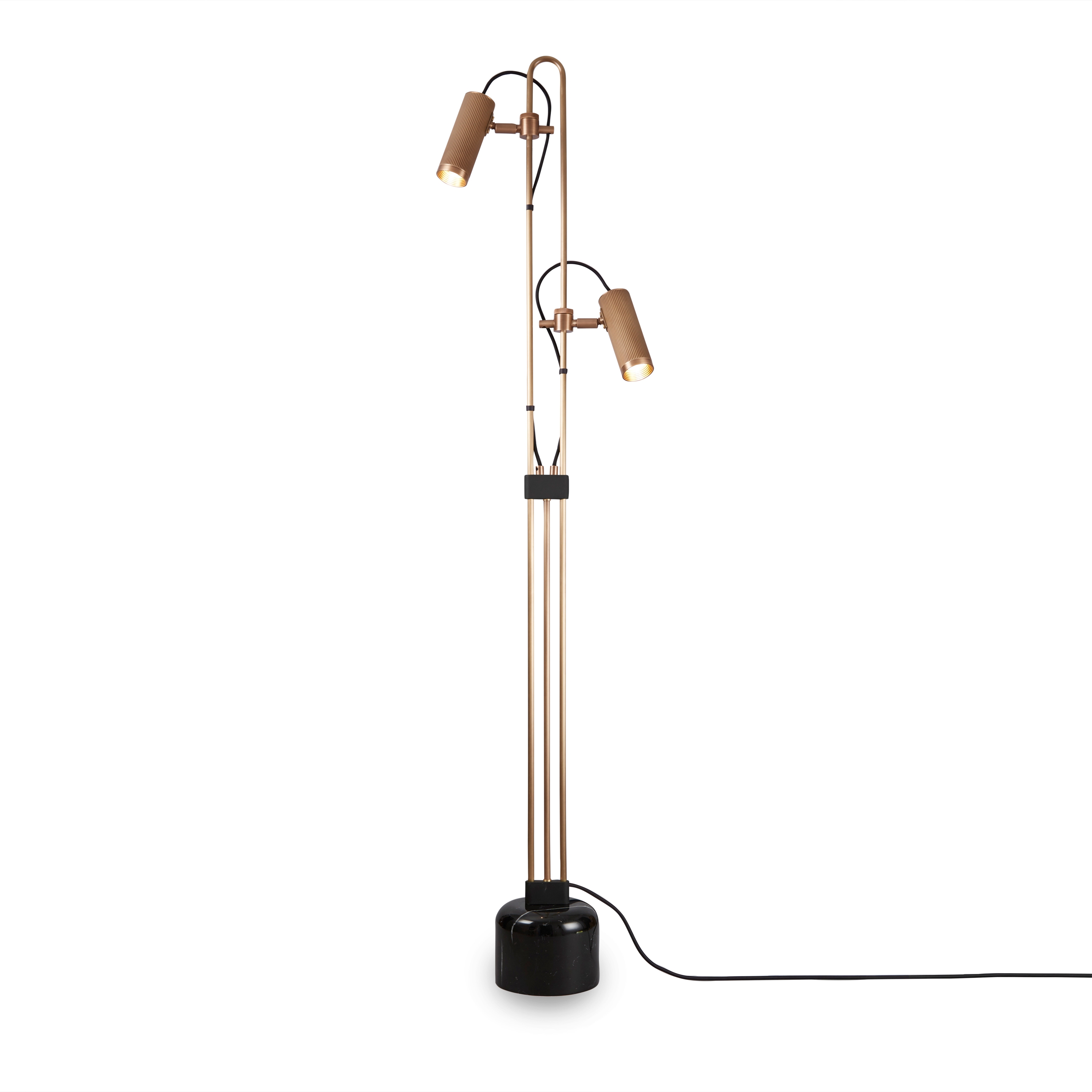 Spot | Floor Light - Antique Brass & Black Marble Base