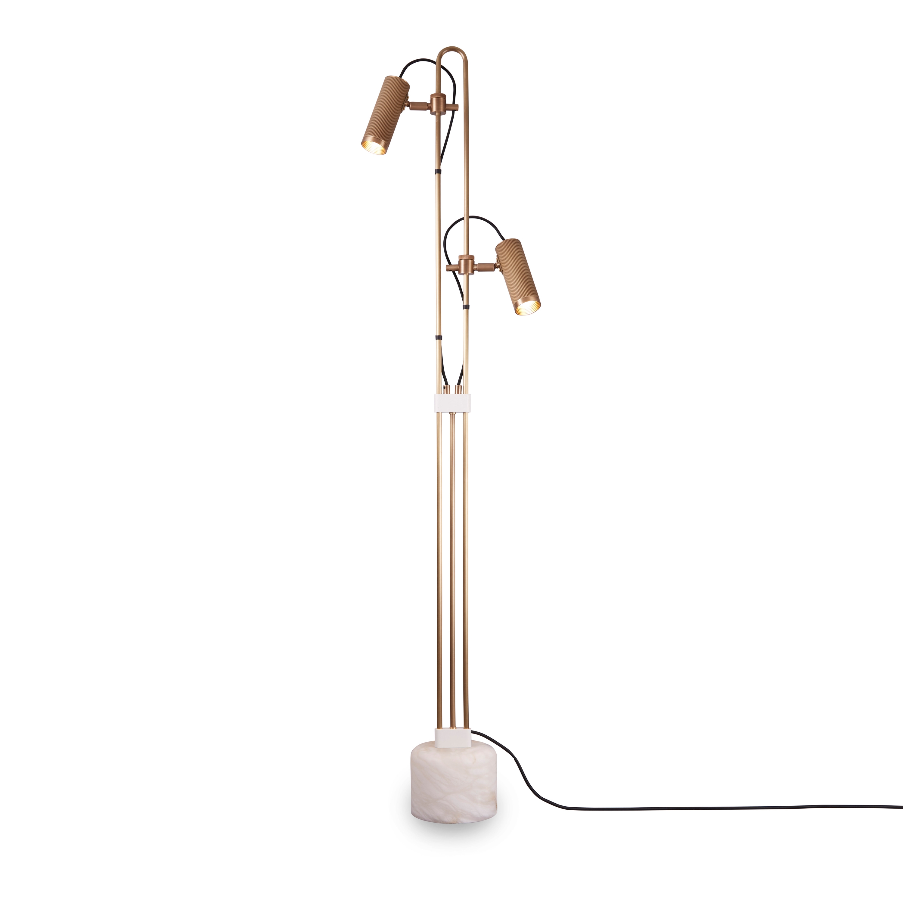 Spot | Floor Light - Antique Brass & Travertine Base