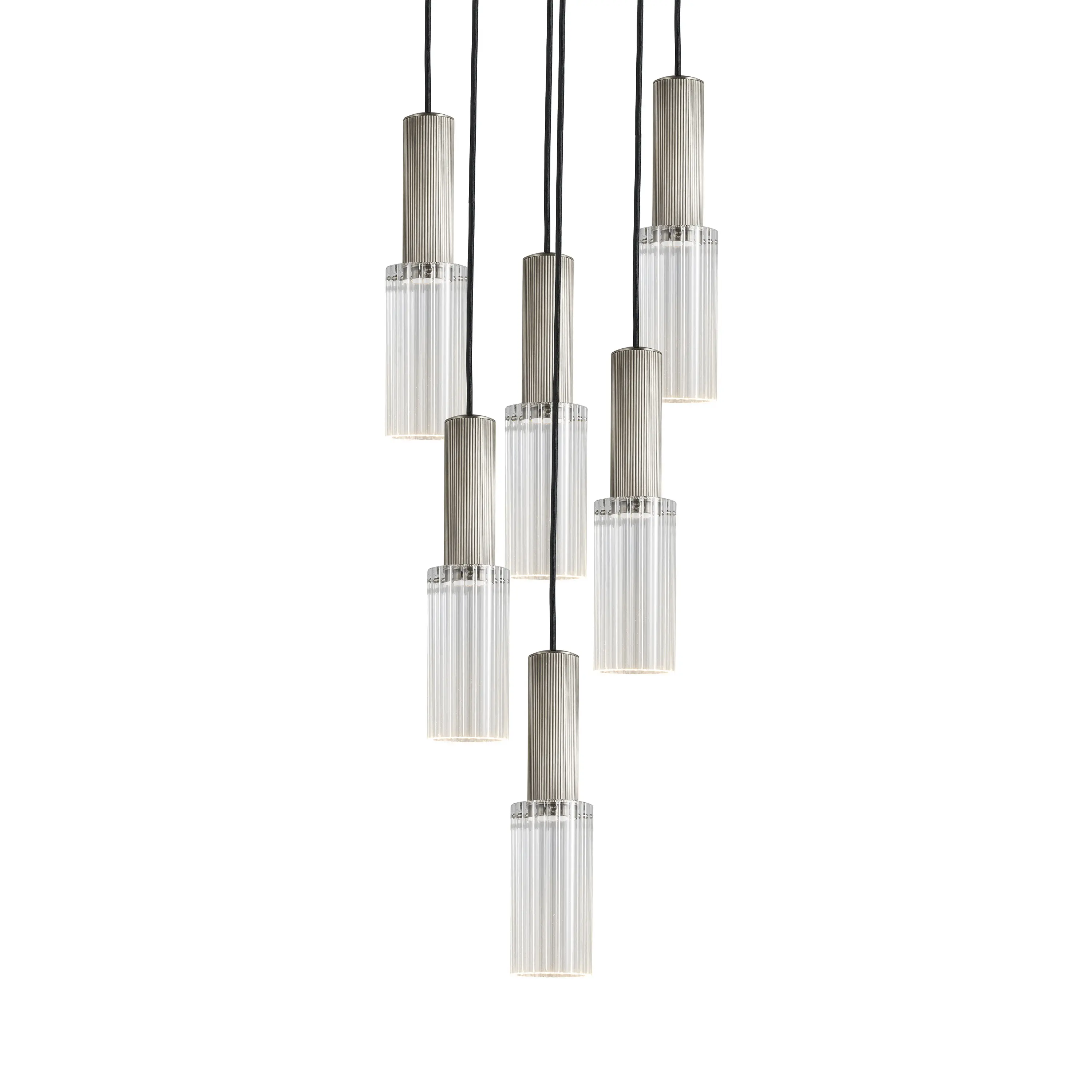 J. Adams & Co - Flume | 80 Pendant - 6 Drop Grouping - Satin Nickel