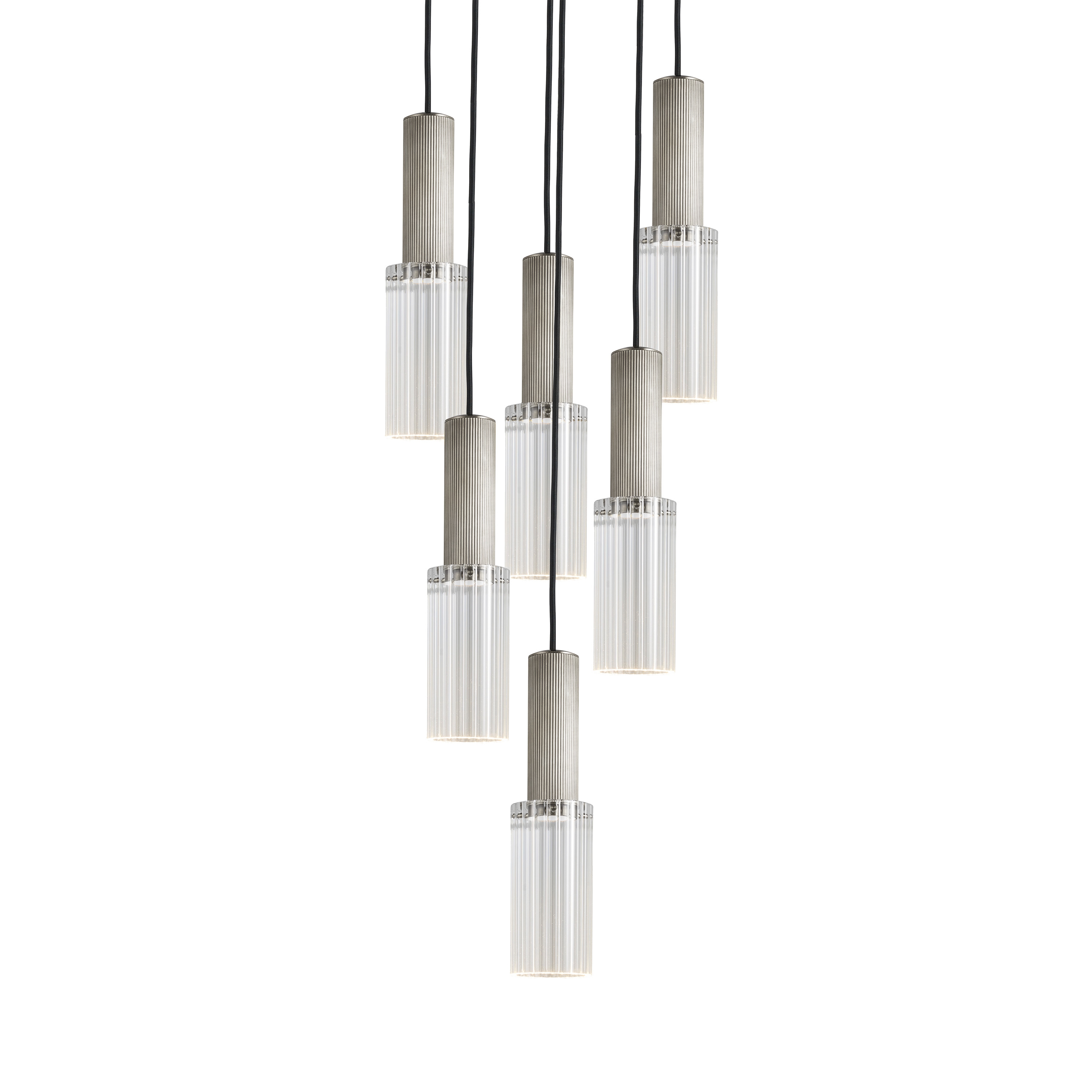 Flume | 80 Pendant - 6 Drop Grouping - Satin Nickel