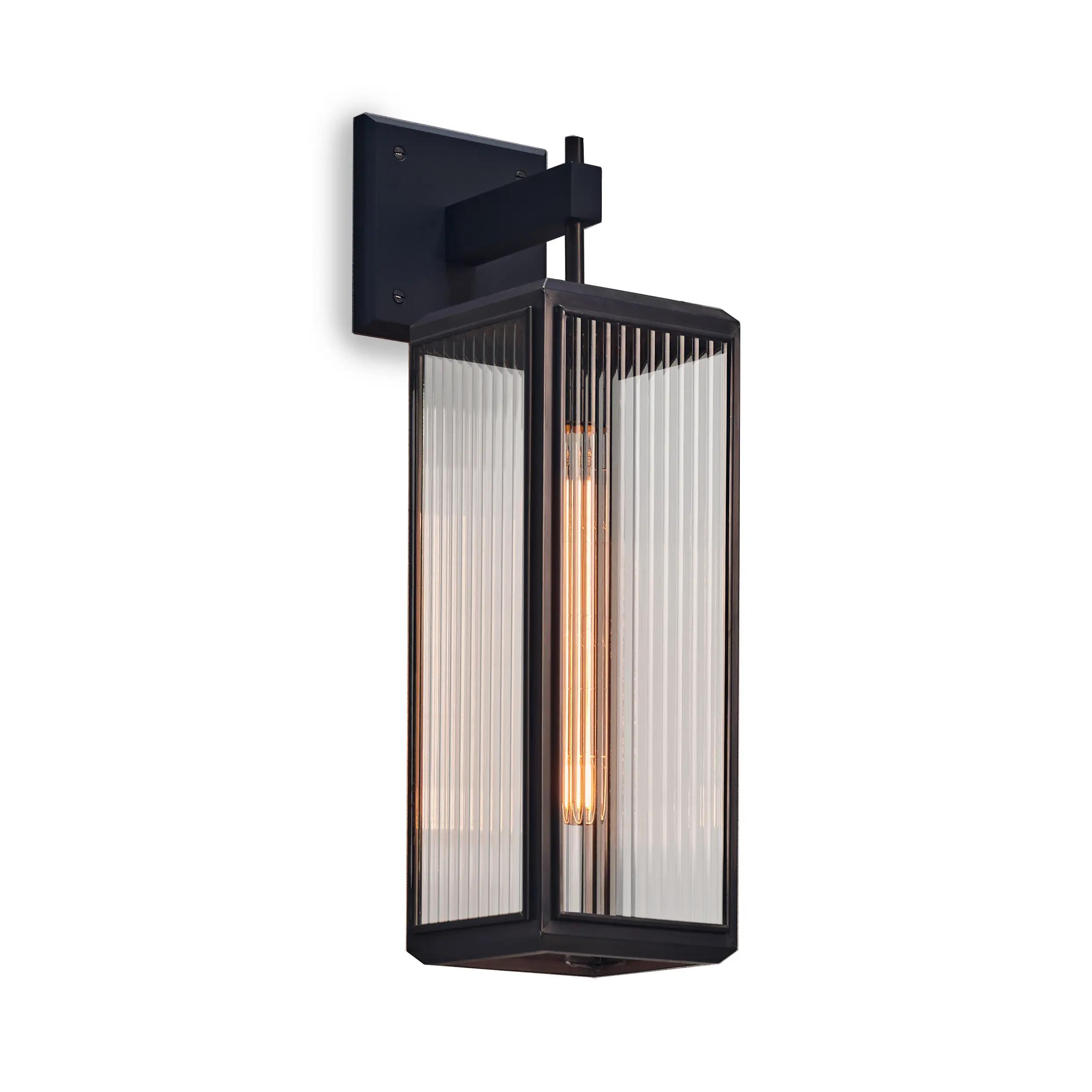 J. Adams & Co - Lantern | Lilac Wall - Tall - Bronze & Clear Reeded Glass