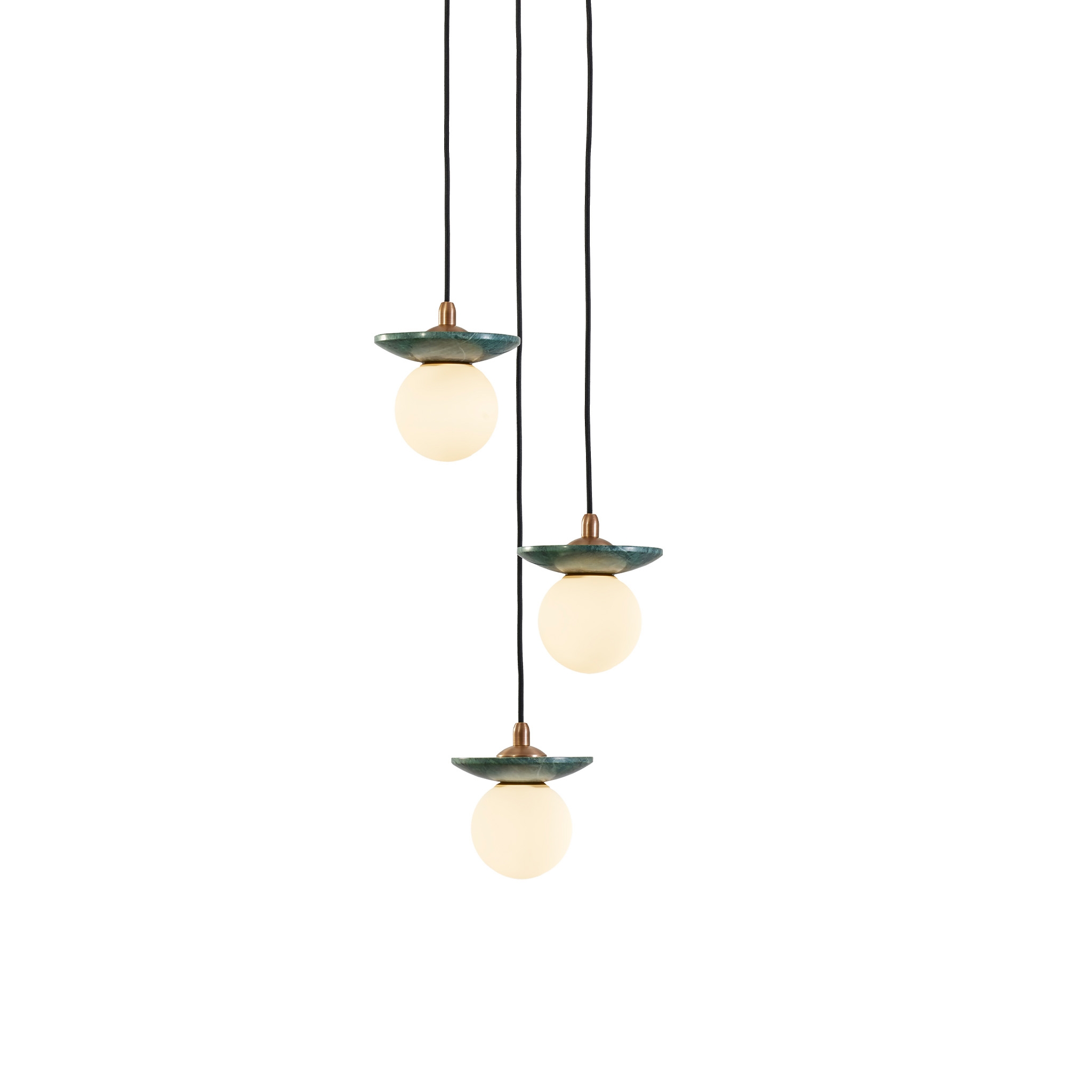 Display product Orbit | Pendant - 3 Drop Grouping - Green Marble from manufacturer J. Adams & Co